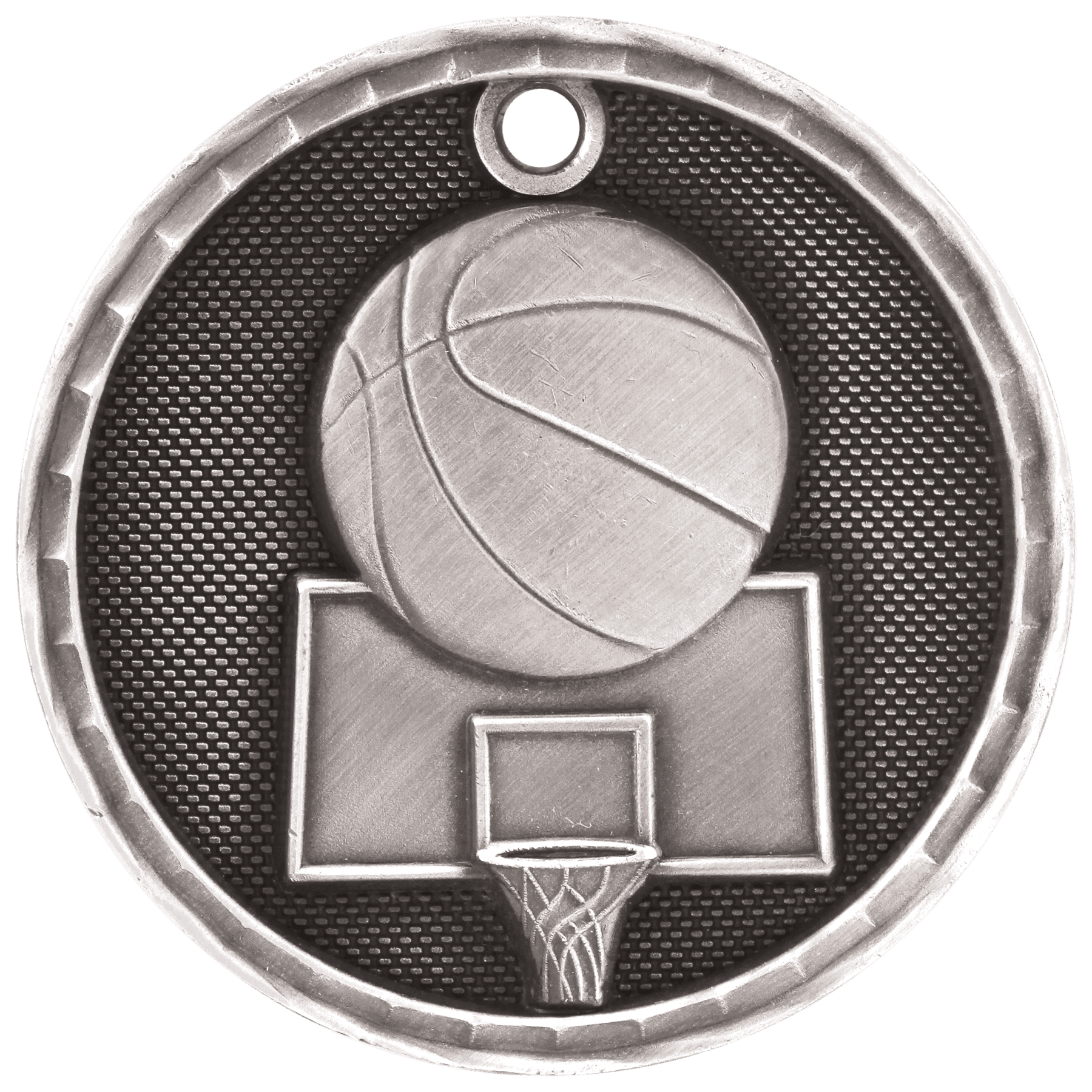 Basketball 3-D Medal-Silver