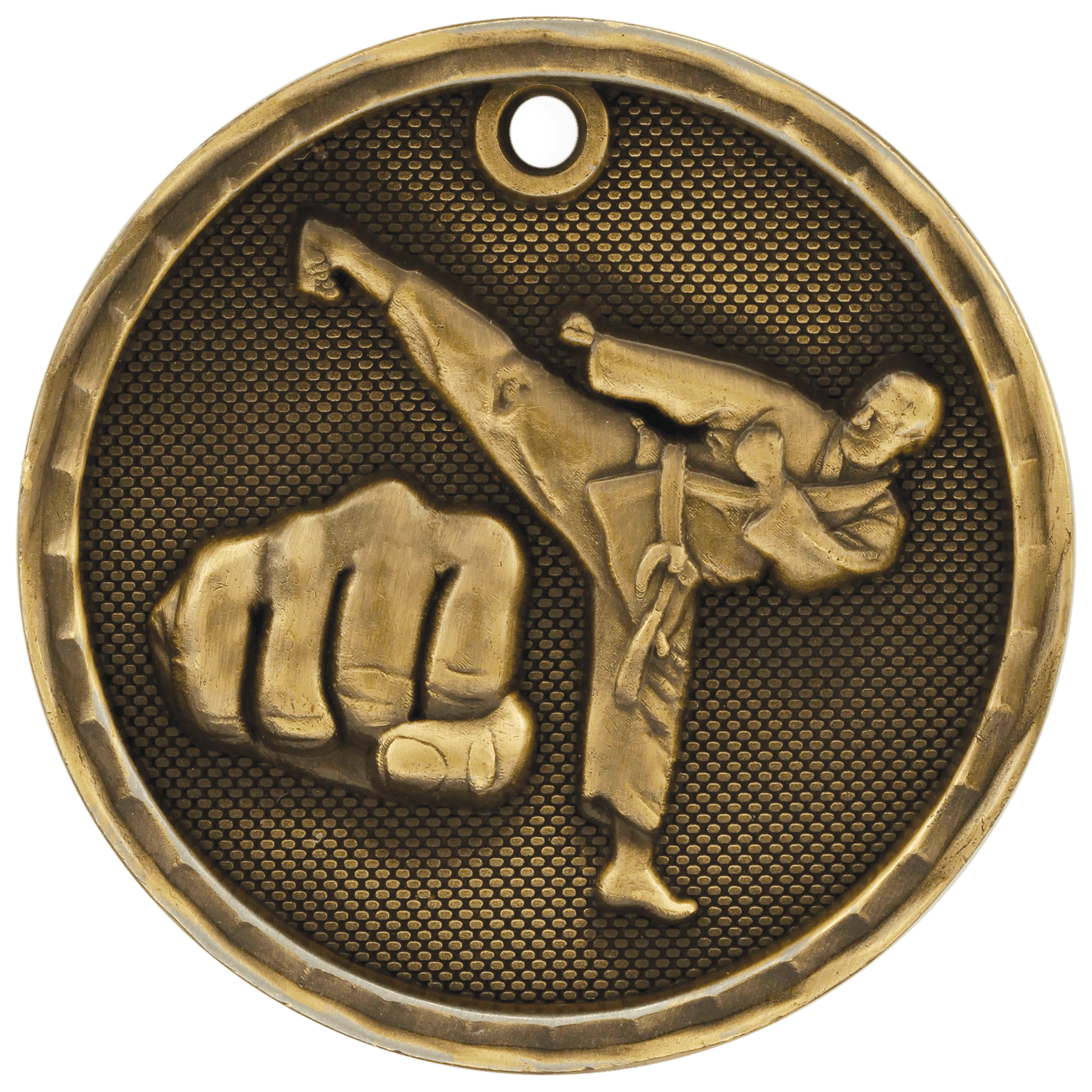 Martial Arts 3-D Medal-Gold