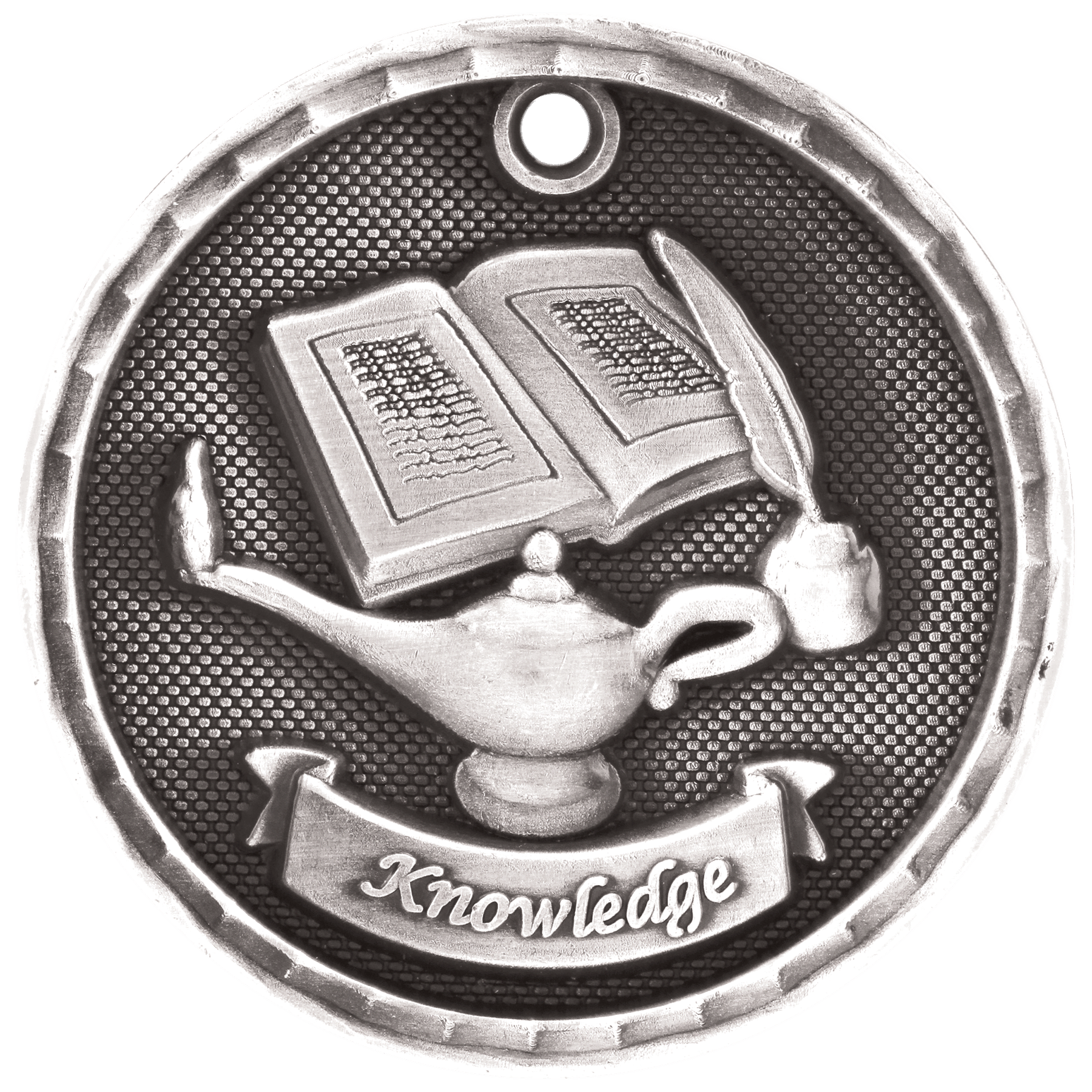 Lamp of Knowledge 3-D Medal-Silver