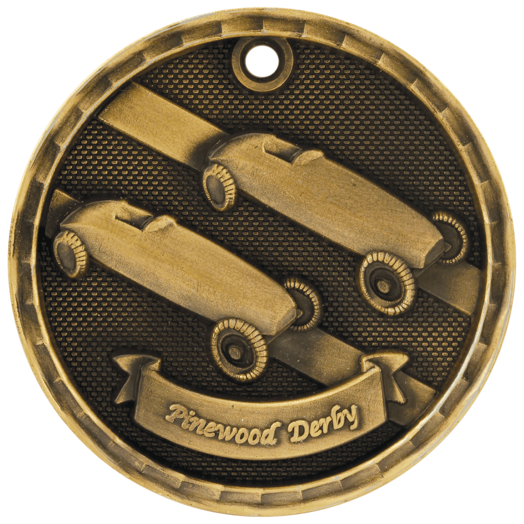 Pinewood Derby 3-D Medal-Gold