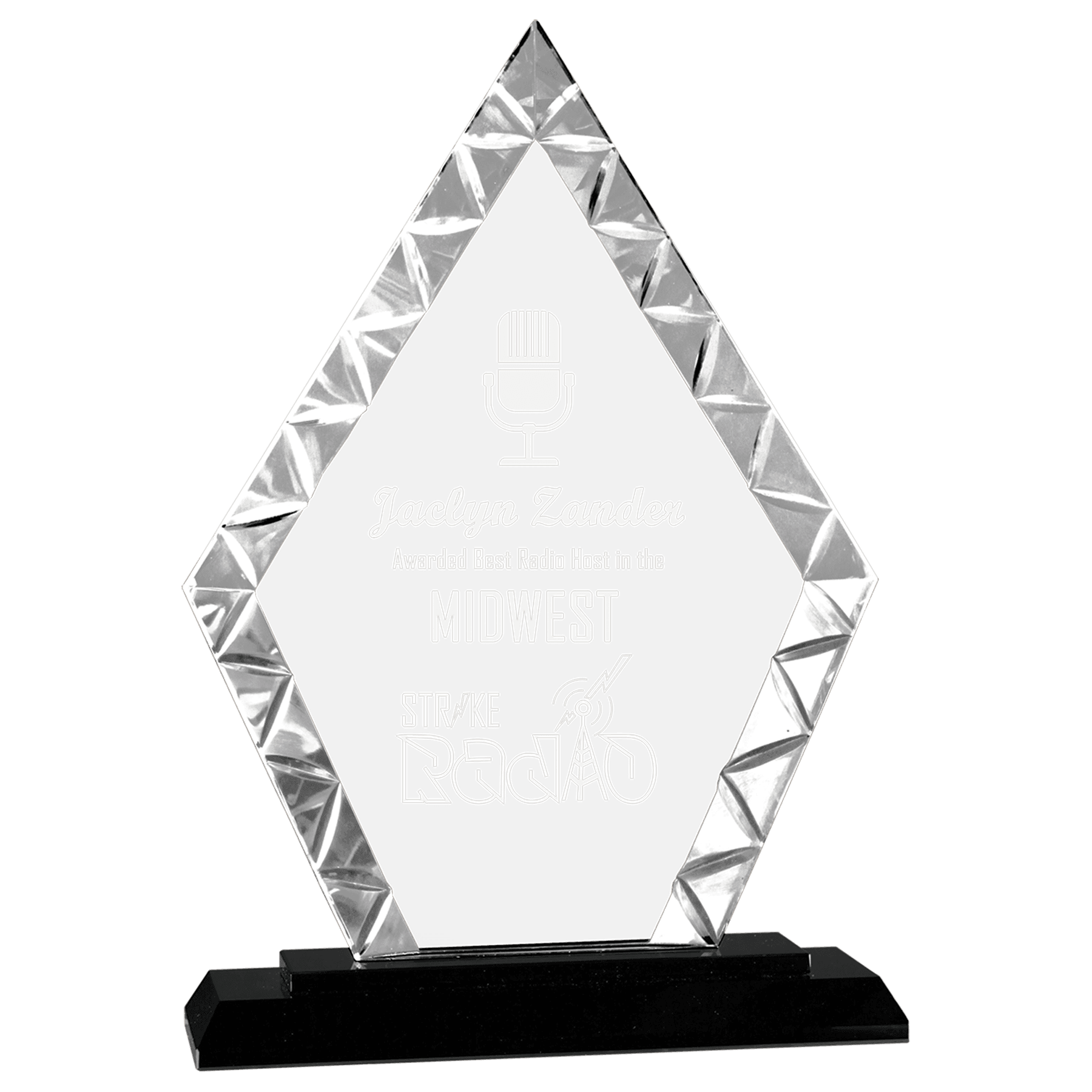 Large Diamond Accent Glass on Black Base