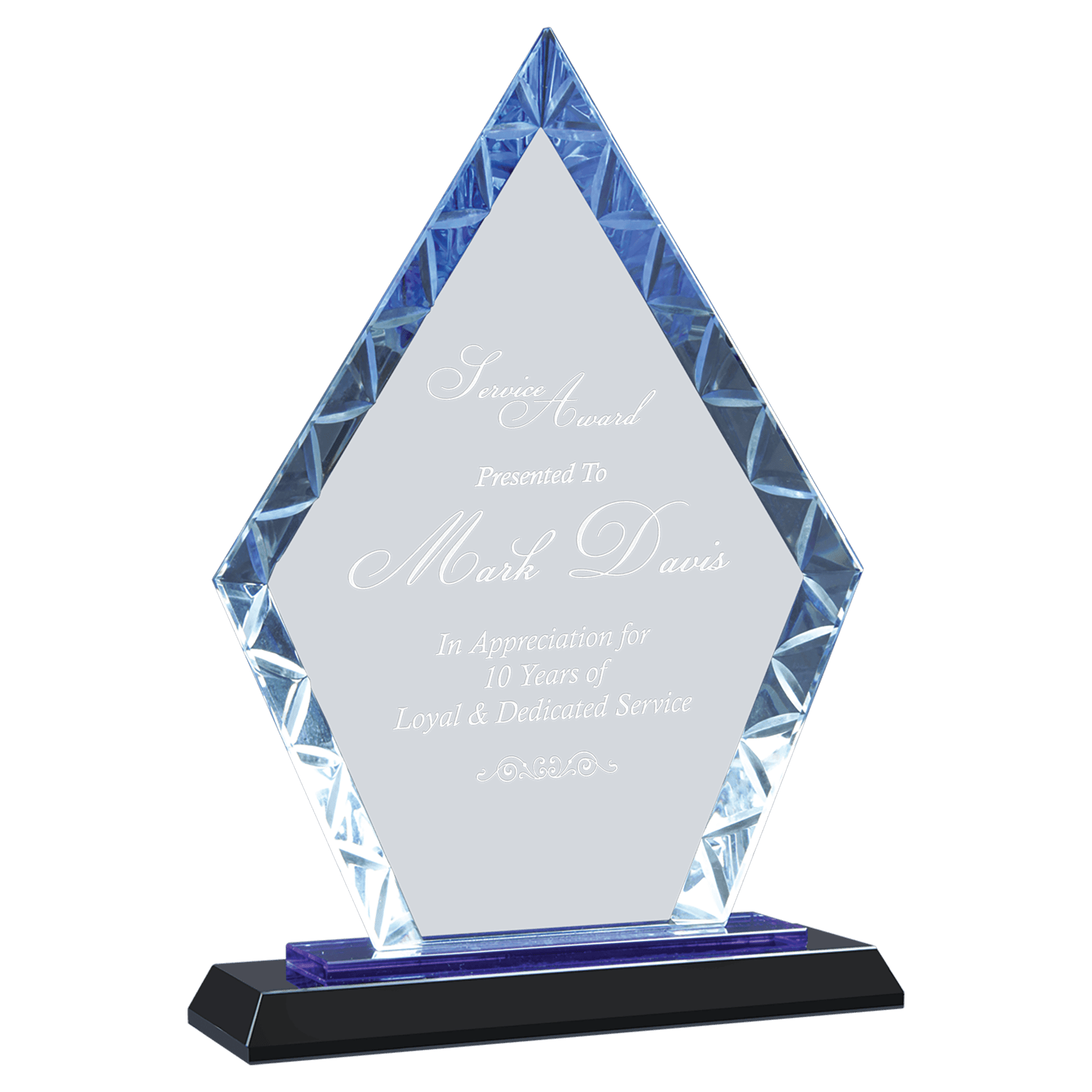 Large Diamond Accent Glass on Blue & Black Base