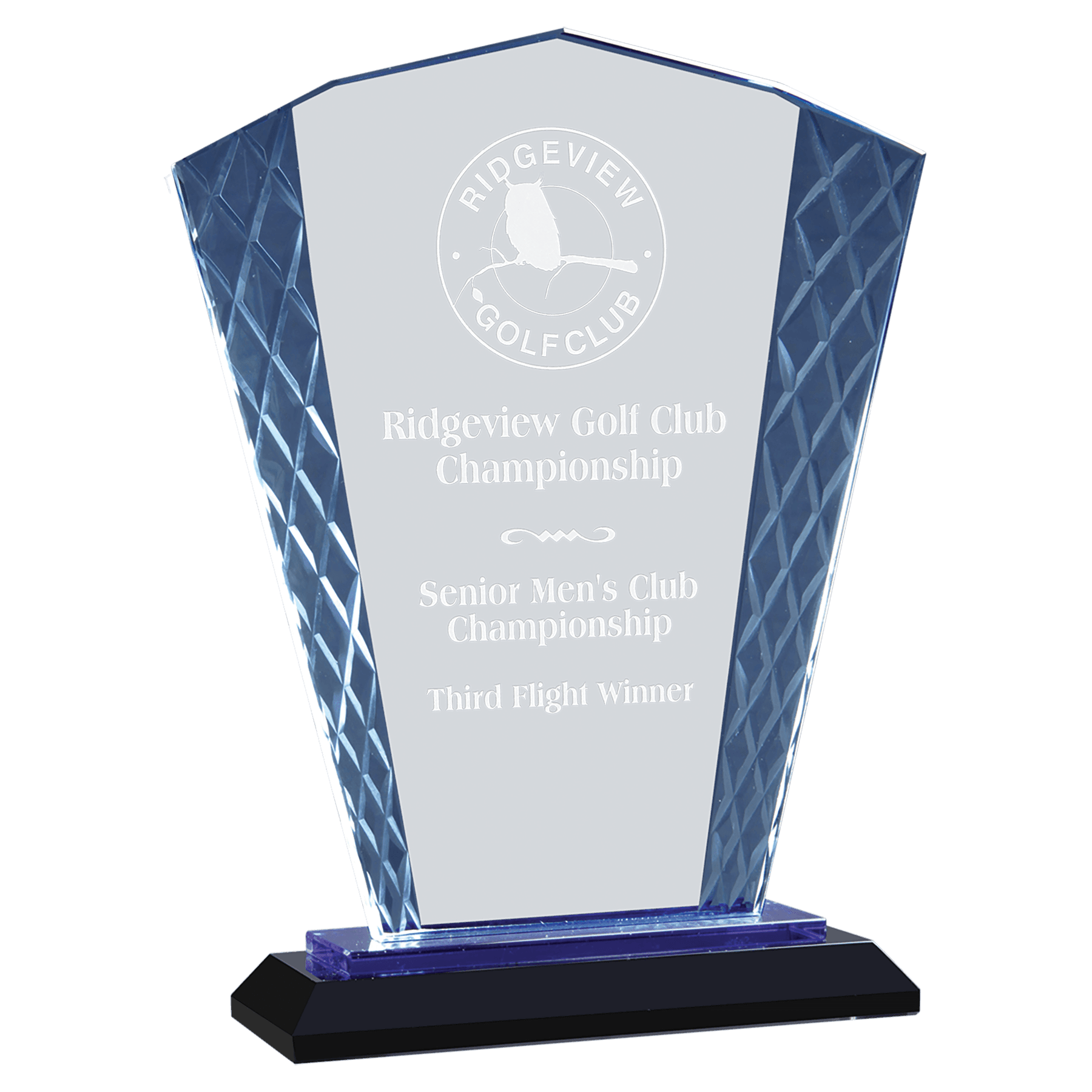 Small Fan Accent Glass on Blue & Black Base