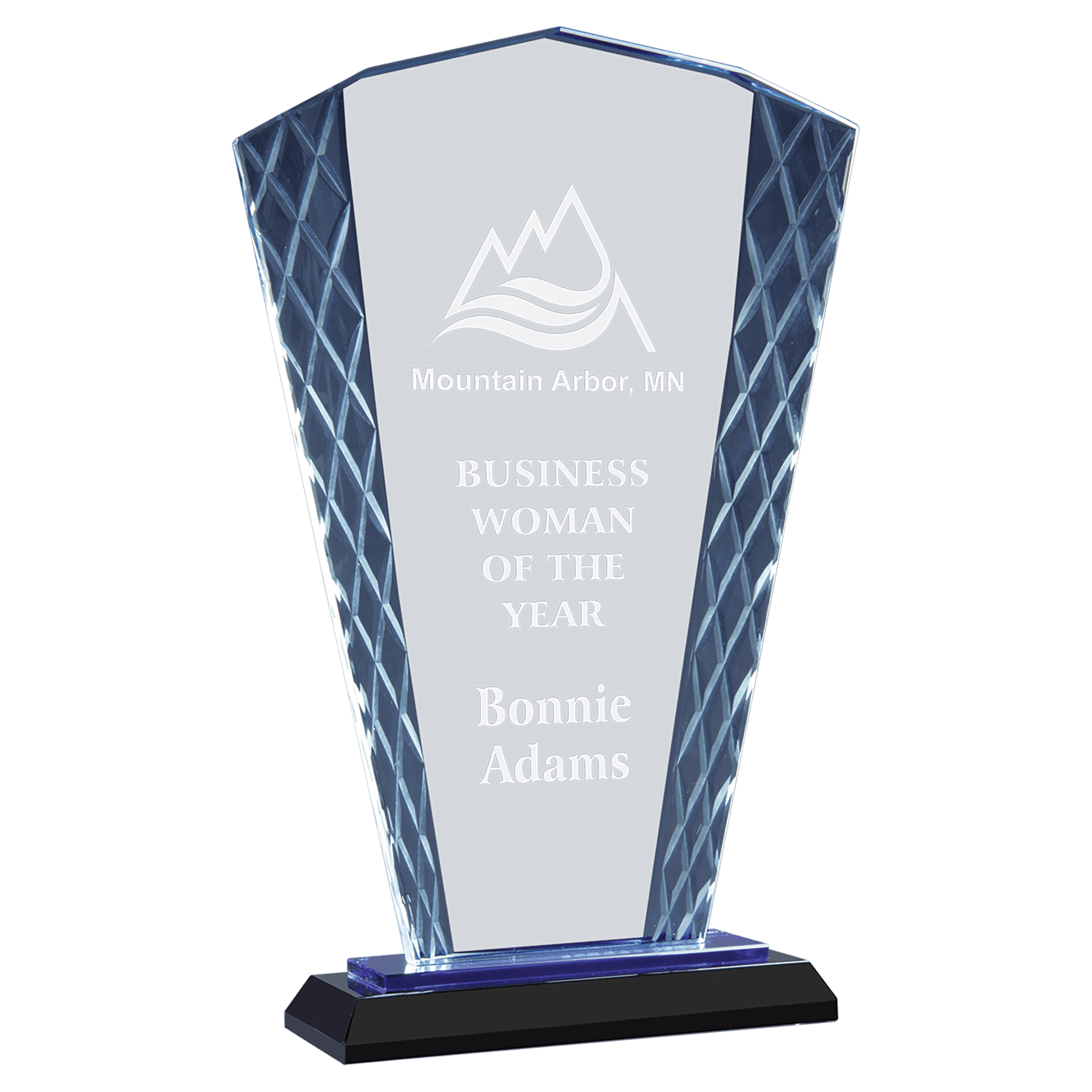 Large Fan Accent Glass on Blue & Black Base