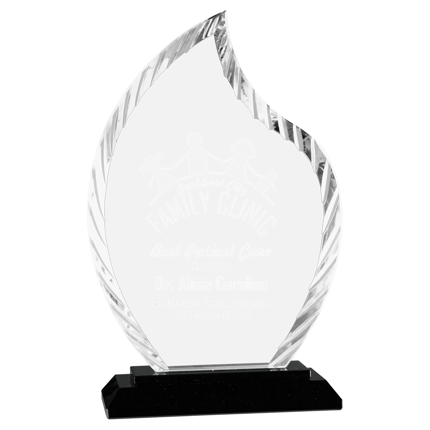 Small Flame Accent Glass on Black Base