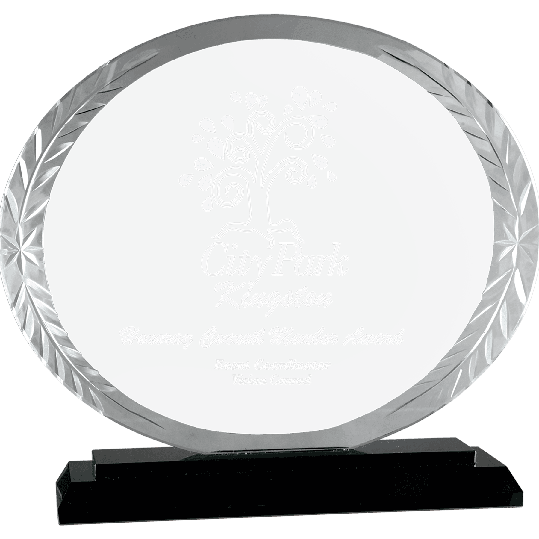 Large Oval Accent Glass on Black Base