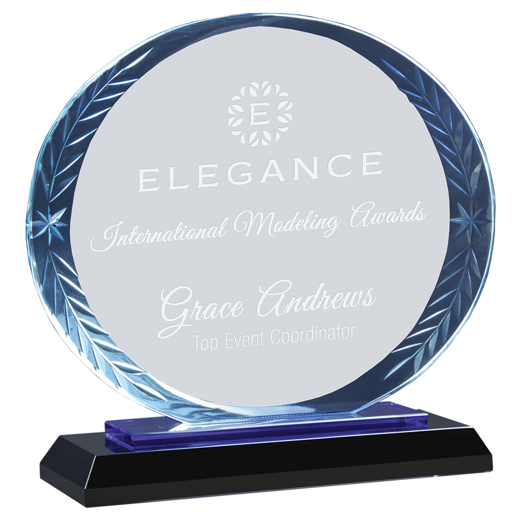 Large Oval Accent Glass on Blue & Black Base