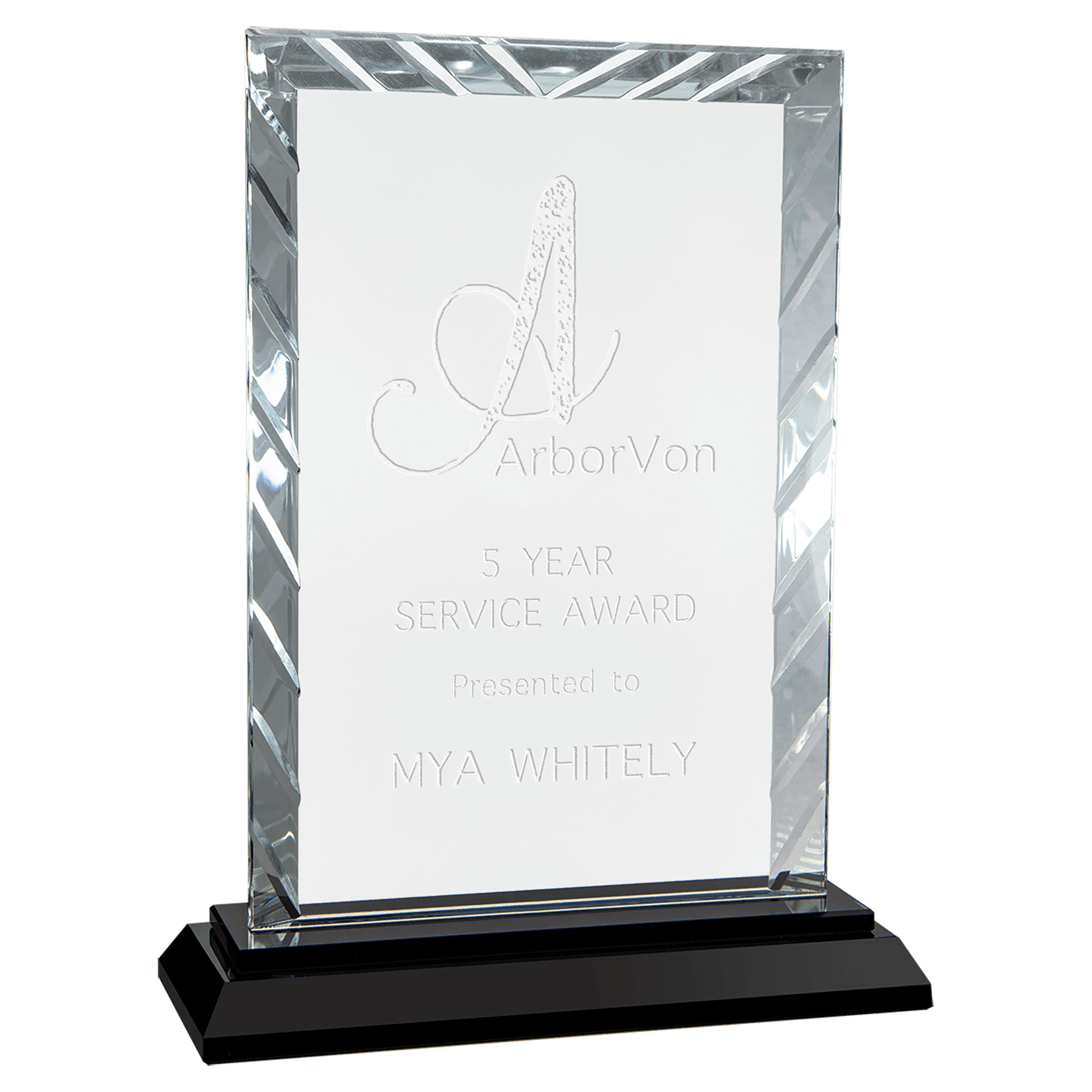 Medium Rectangle Accent Glass on Black Base