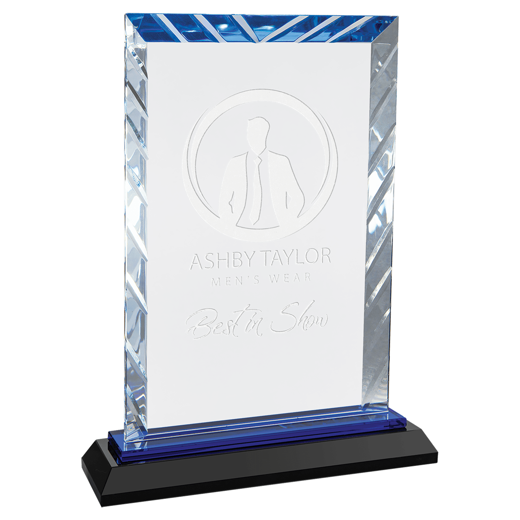 Medium Rectangle Accent Glass on Blue Base