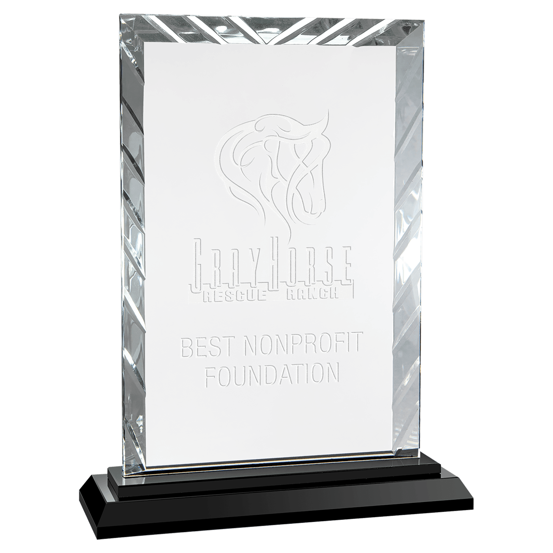 Large Rectangle Accent Glass on Black Base