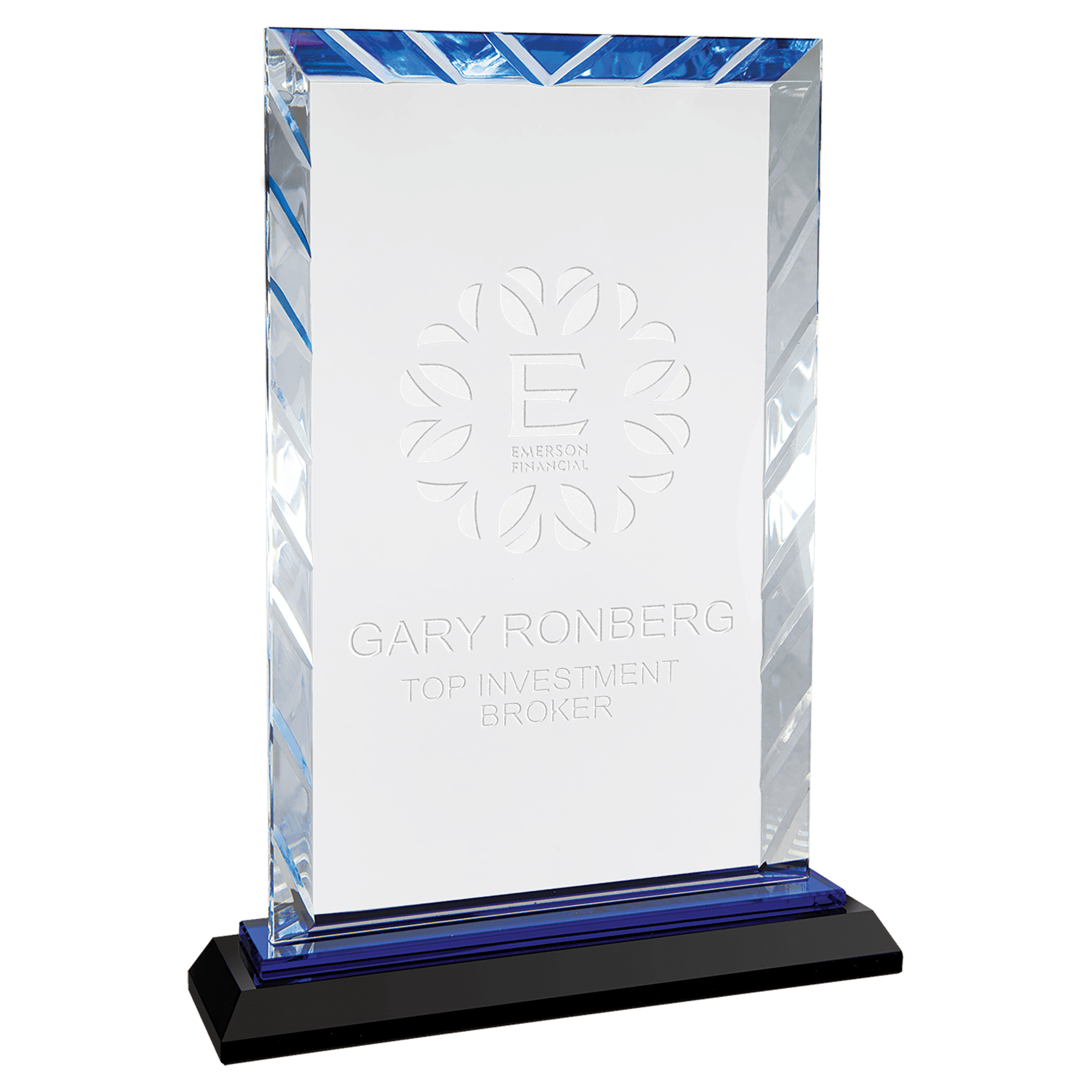 Large Rectangle Accent Glass on Blue Base