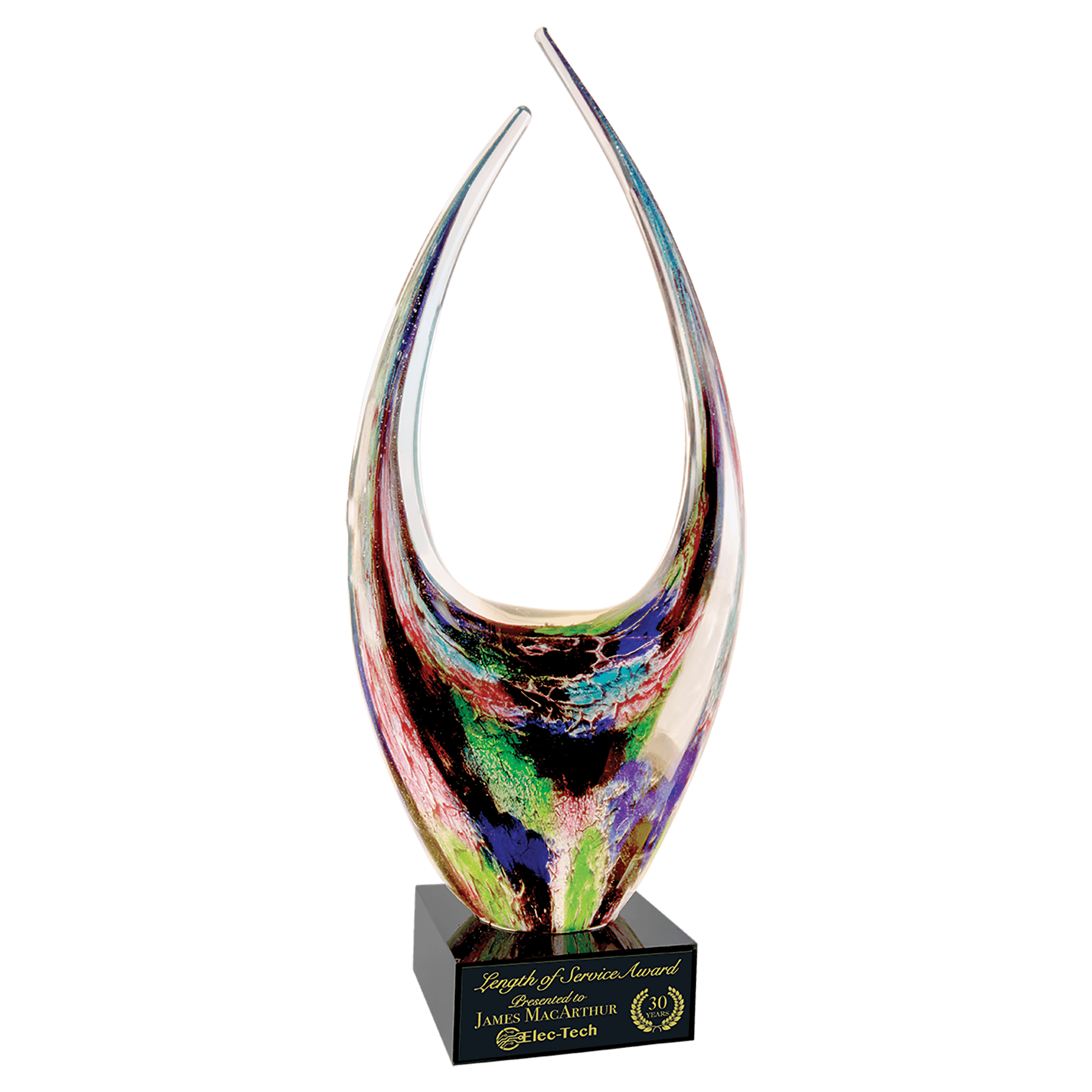 Dual Rising Art Glass with Square Black Base