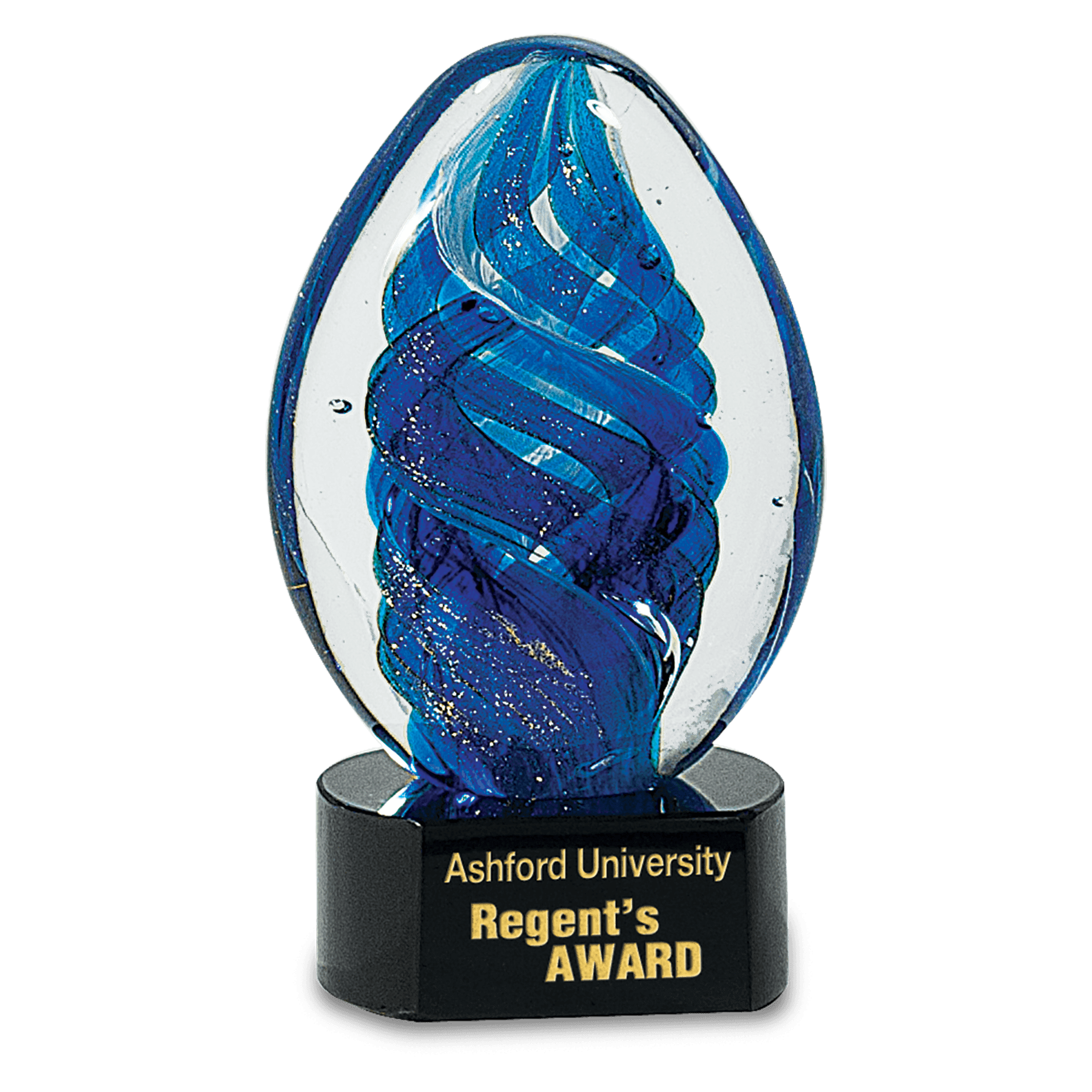 Blue Oval Swirl Art Glass