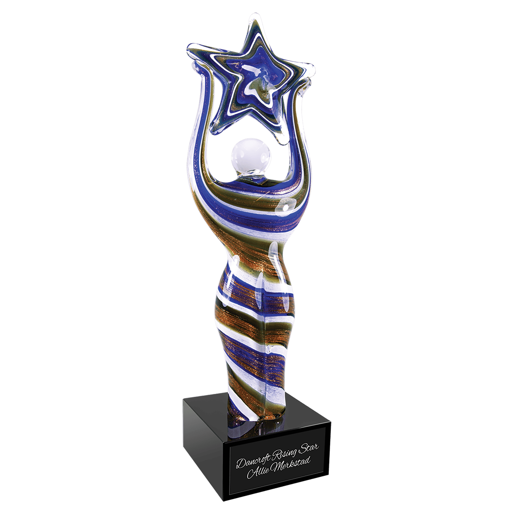 Glass Figure with Star and Black Base