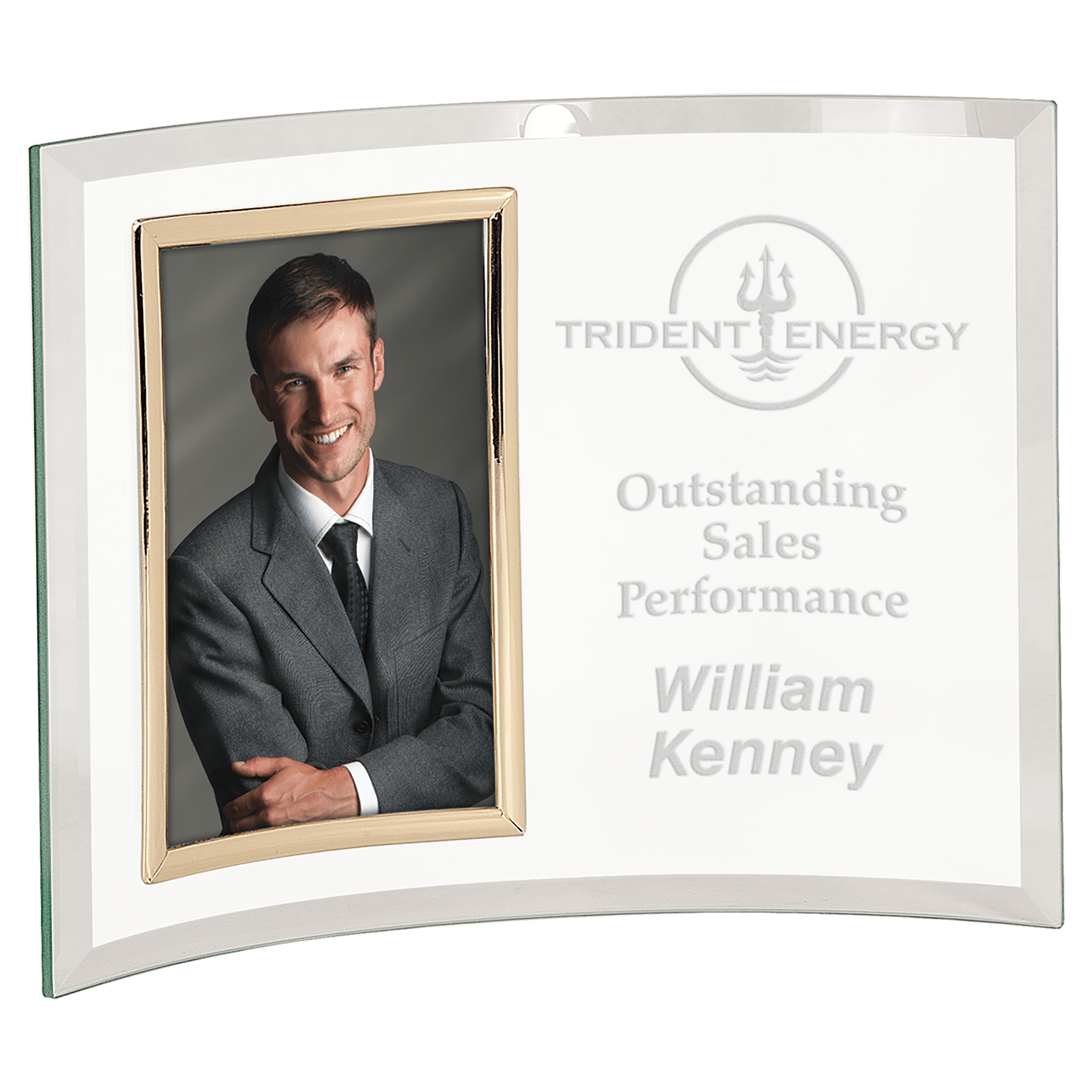 Jade Glass Crescent with 4" x 6" Picture Frame