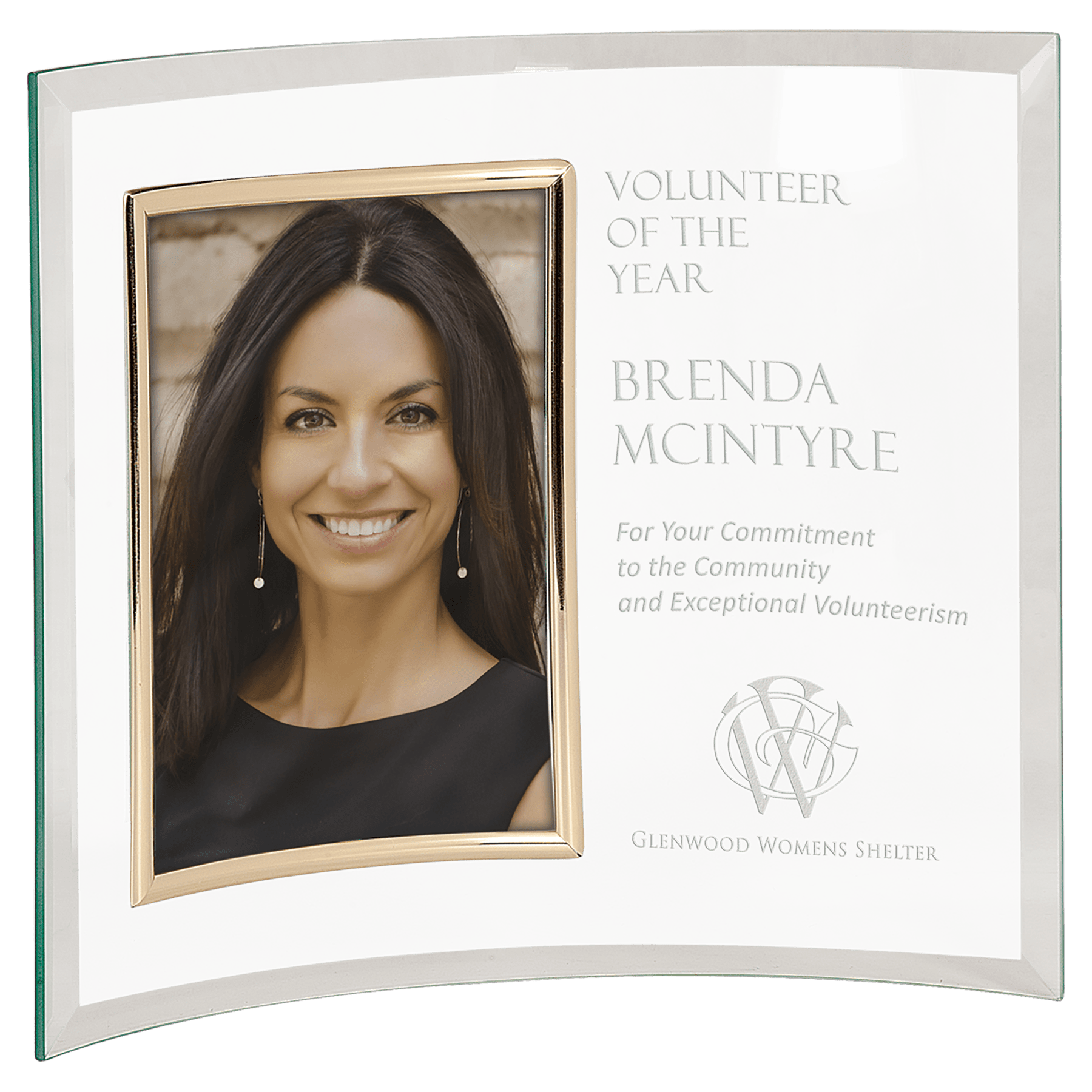 Jade Glass Crescent with 5" x 7" Picture Frame