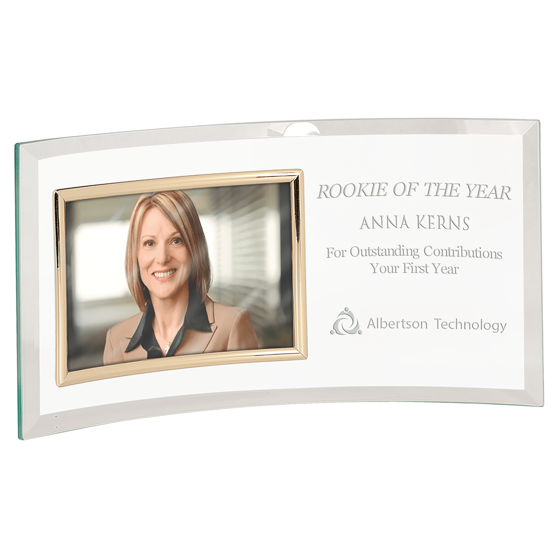 Jade Glass Crescent with 6" x 4" Picture Frame