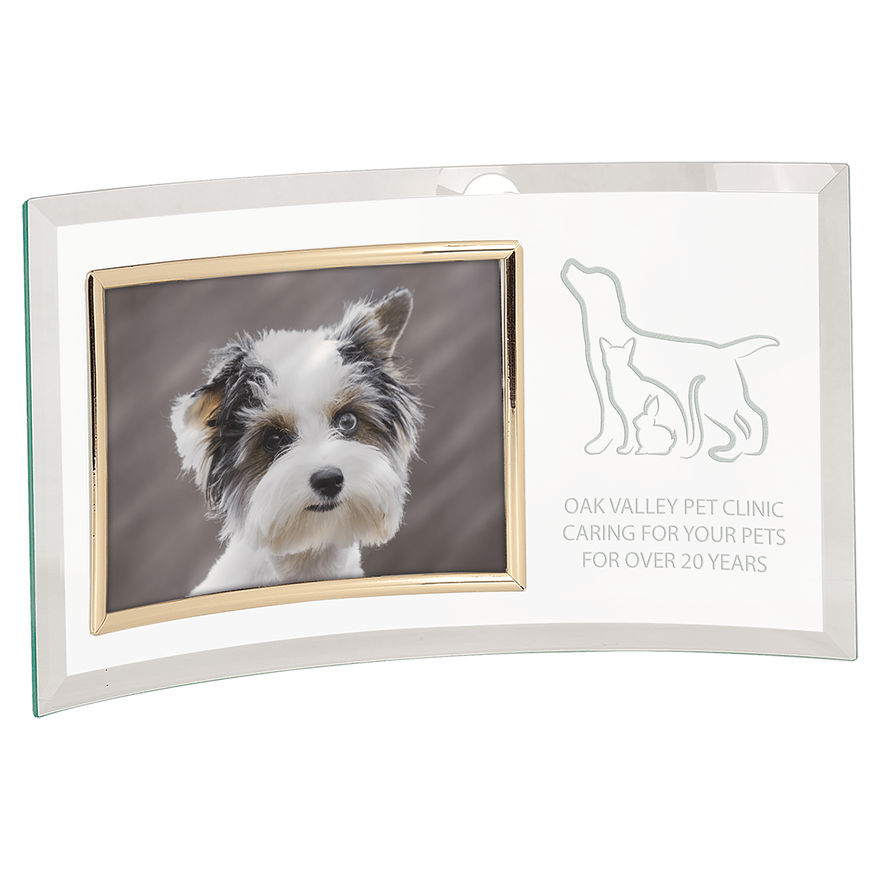 Jade Glass Crescent with 7" x 5" Picture Frame