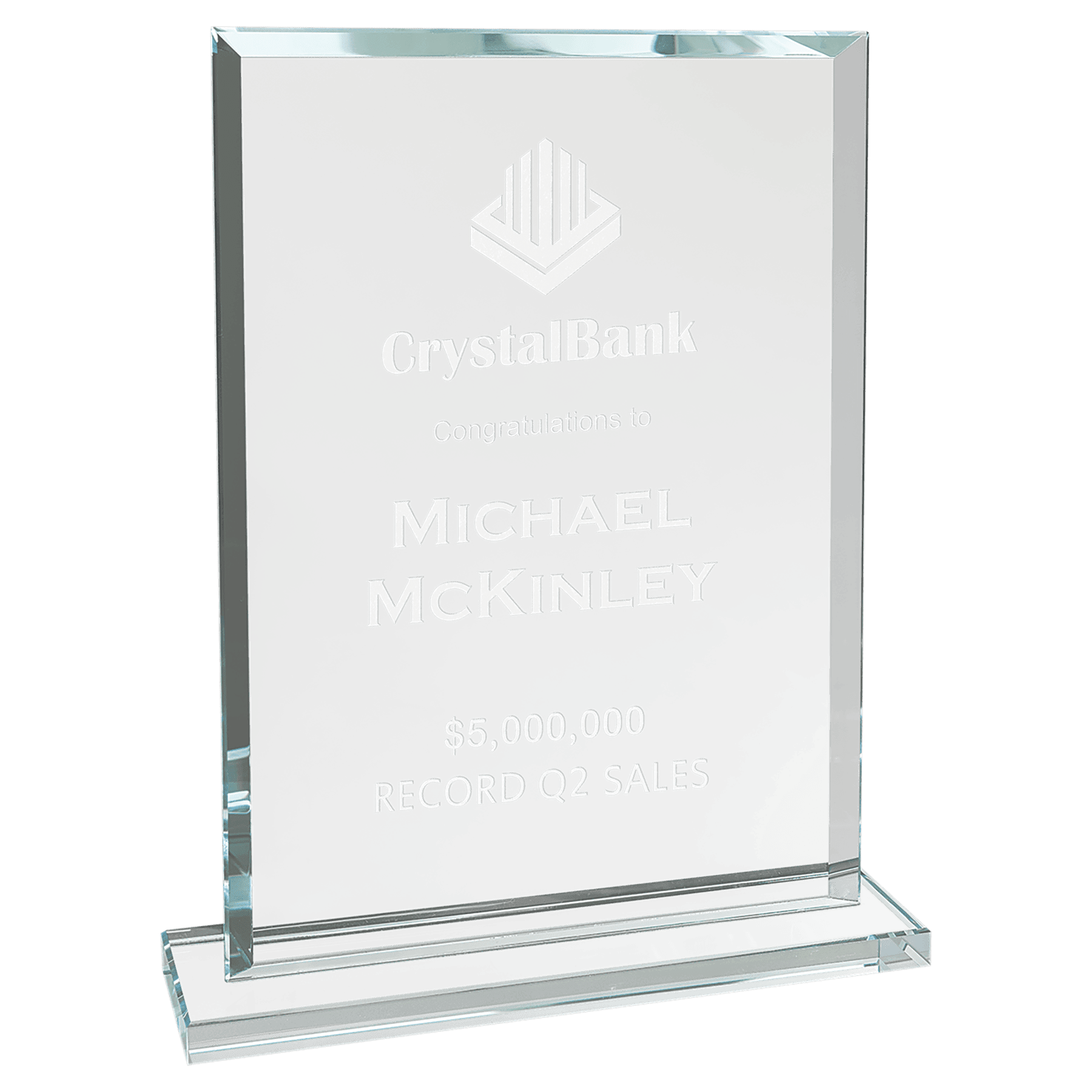 Large Rectangle Clear Glass Award