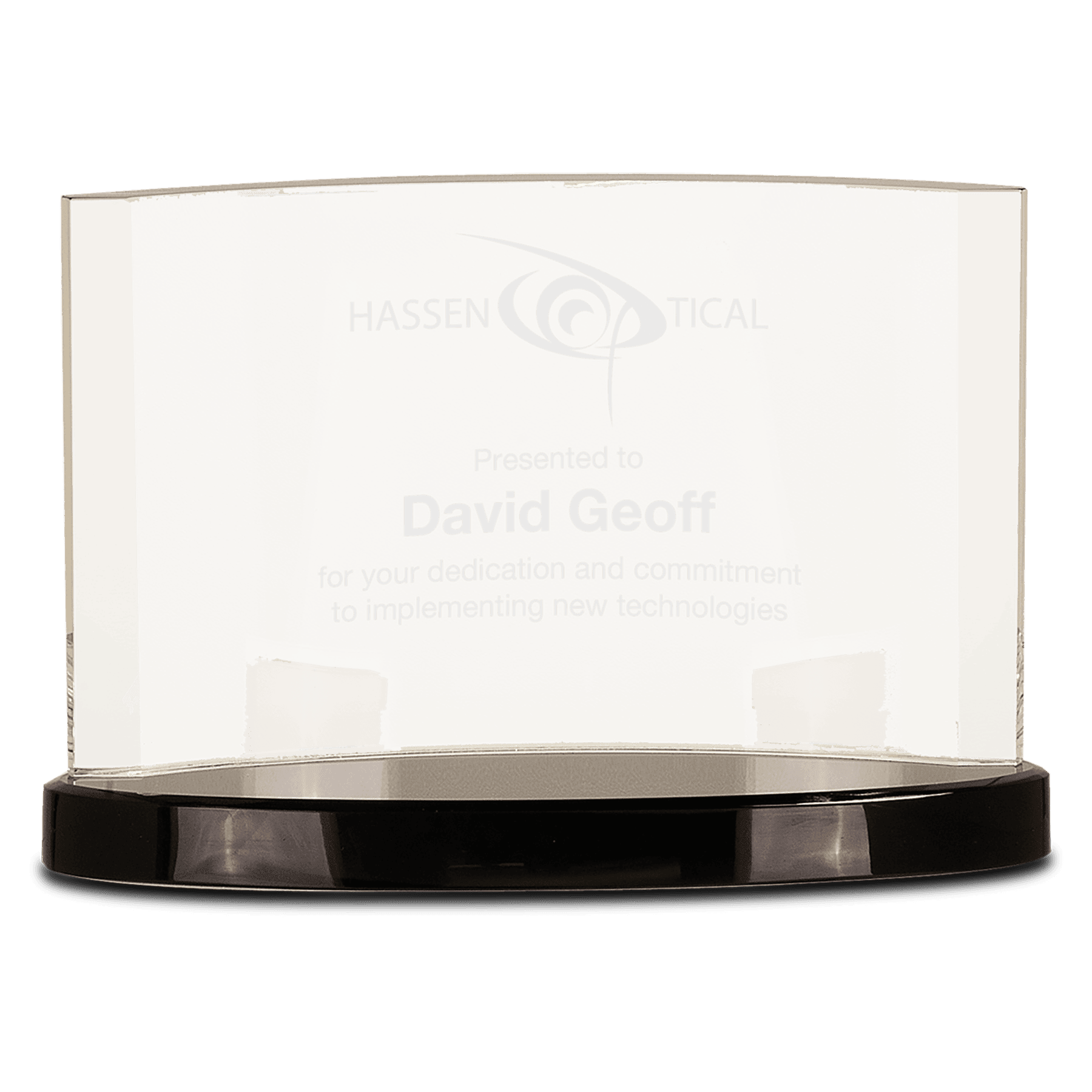 Clear Crystal Crescent on Black Crystal Base