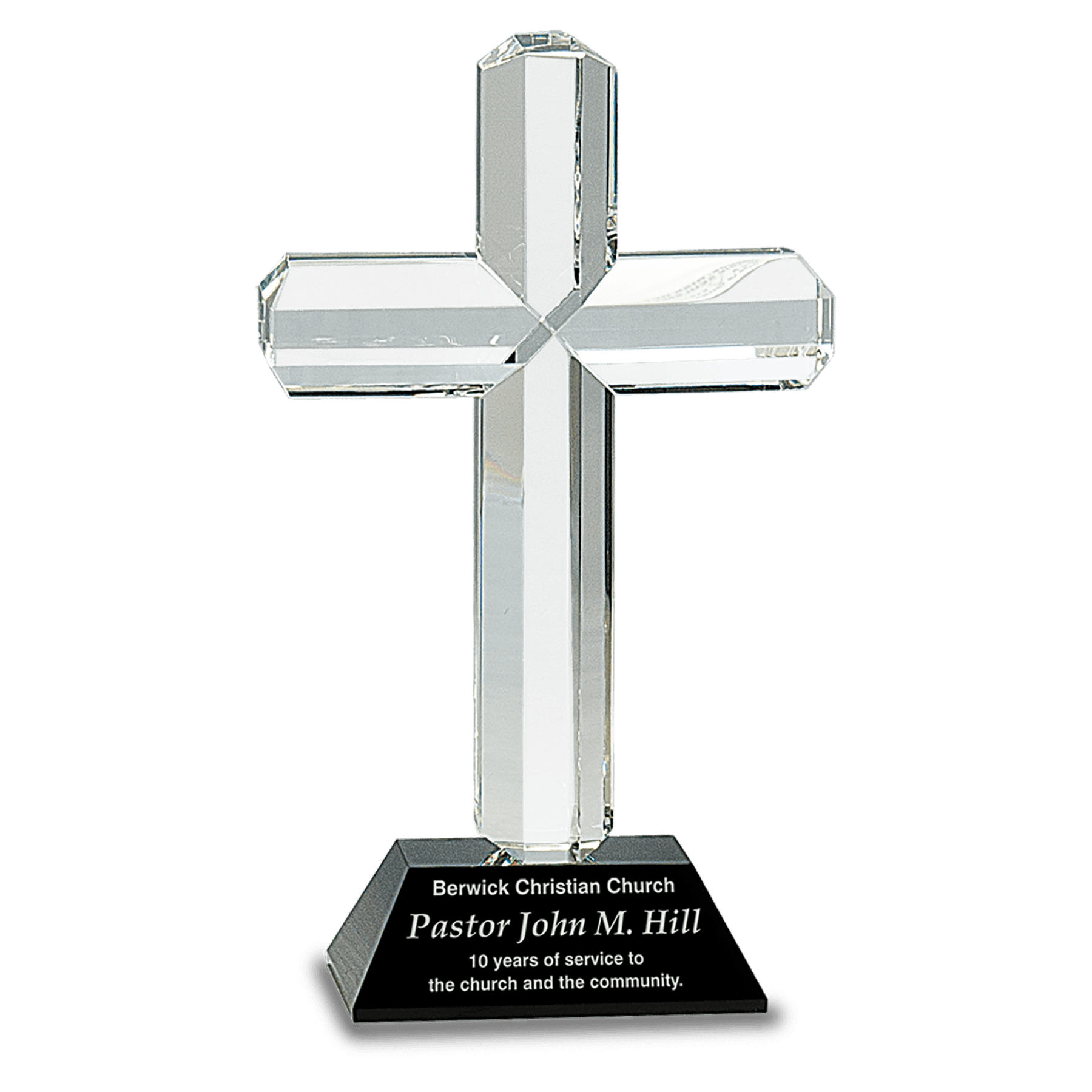 Crystal Cross on Black Pedestal Base