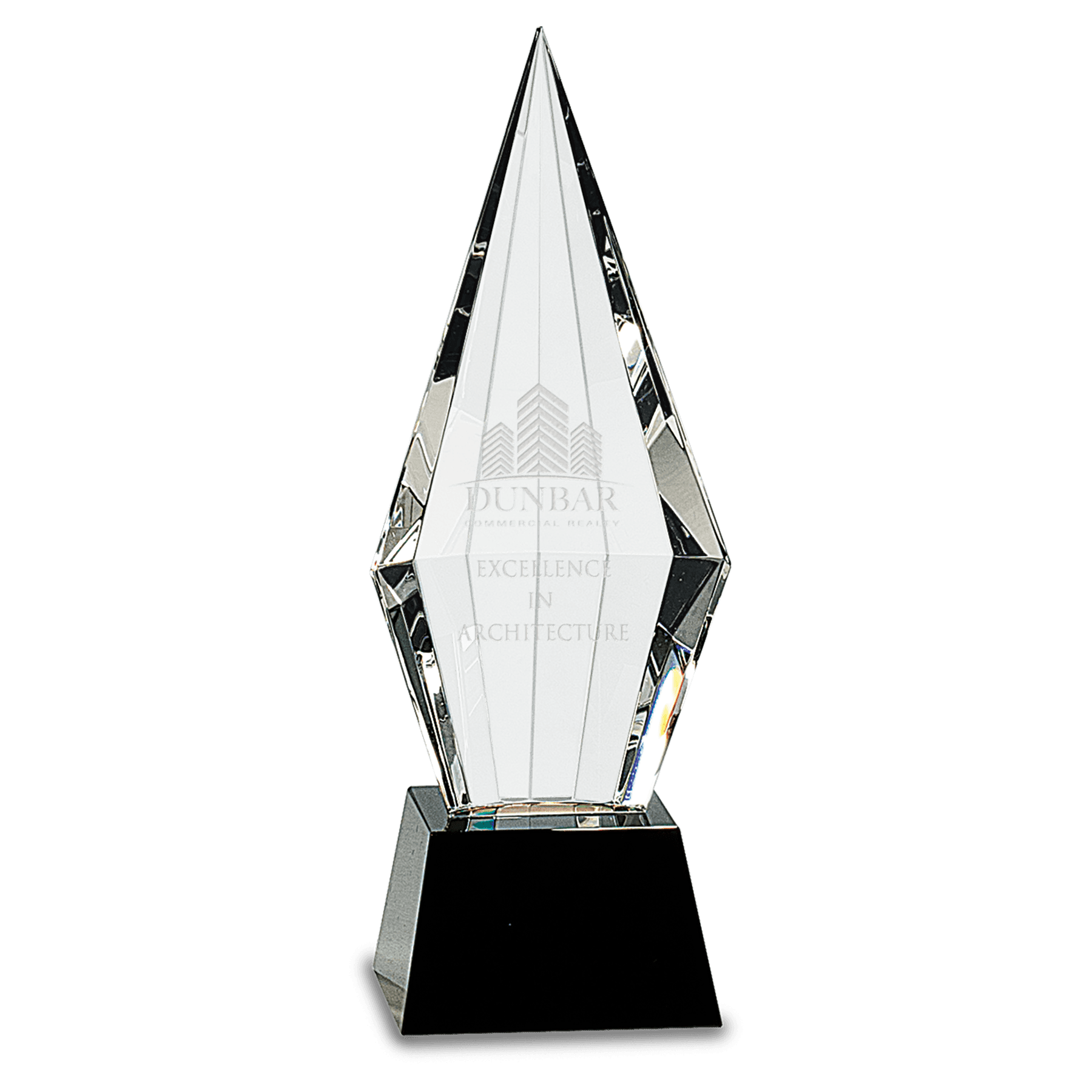 Obelisk Facet Crystal on Black Pedestal Base