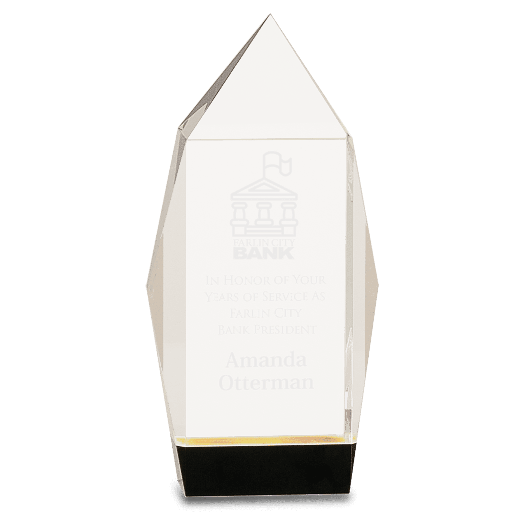 Small Clear Crystal Facet Rectangle on Black Base