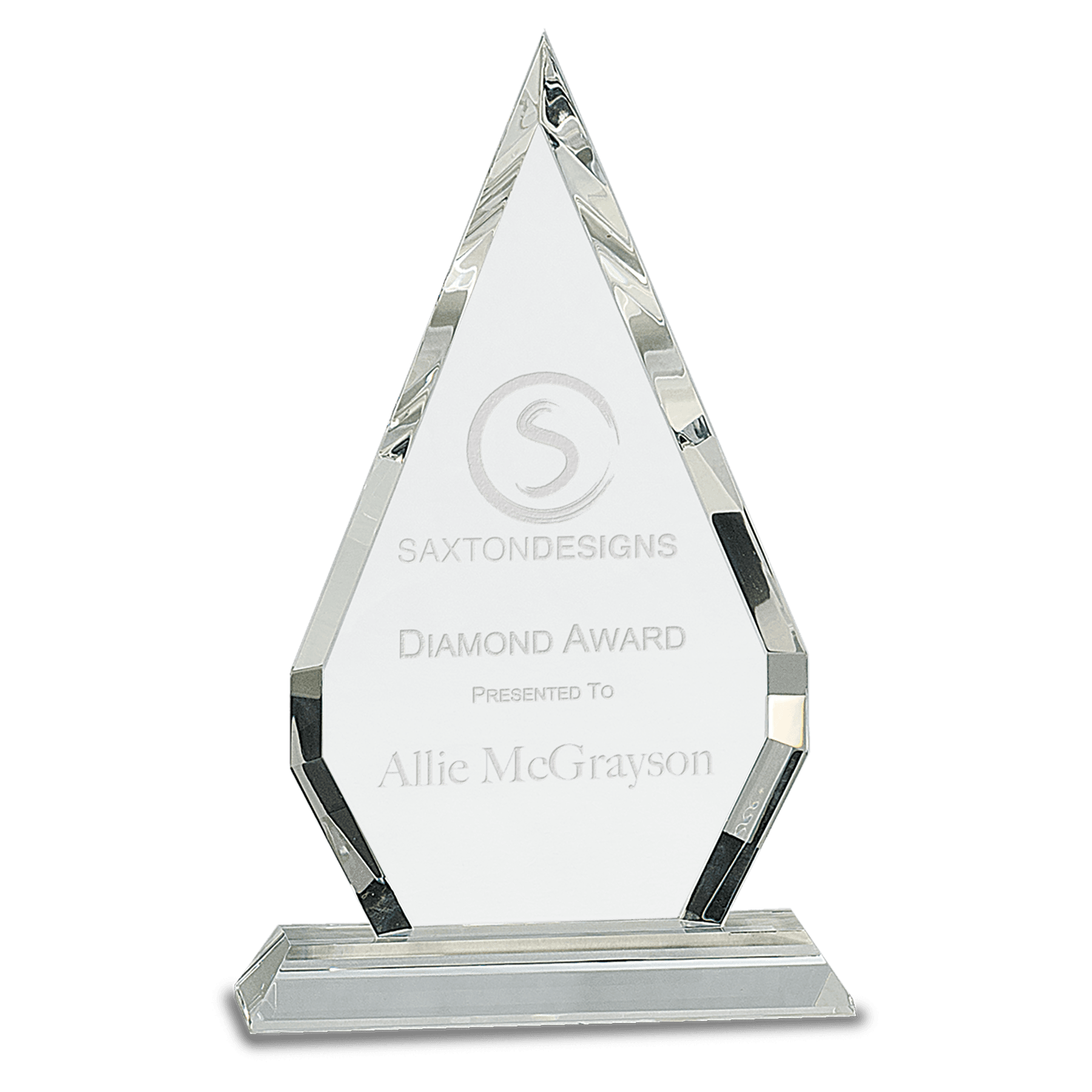 Medium Crystal Diamond on Clear Pedestal Base