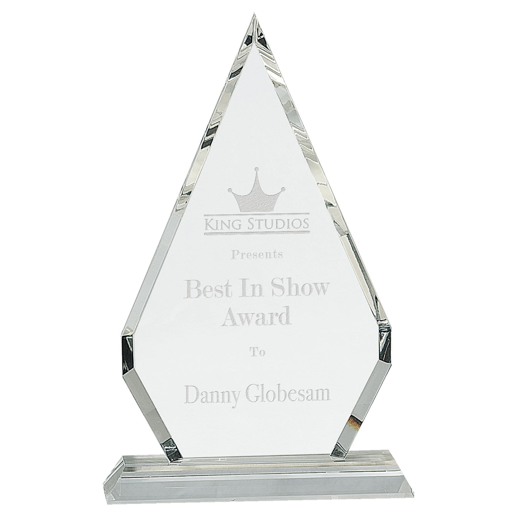 Large Crystal Diamond on Clear Pedestal Base