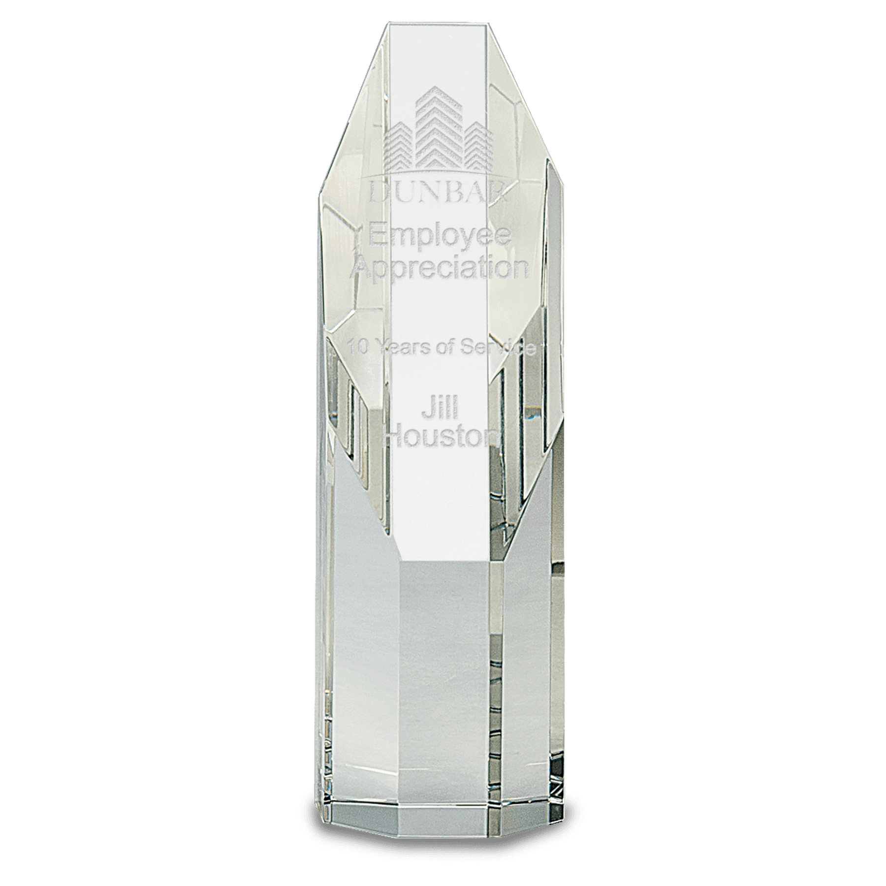 Large Clear Octagon Slant-Top Crystal Tower