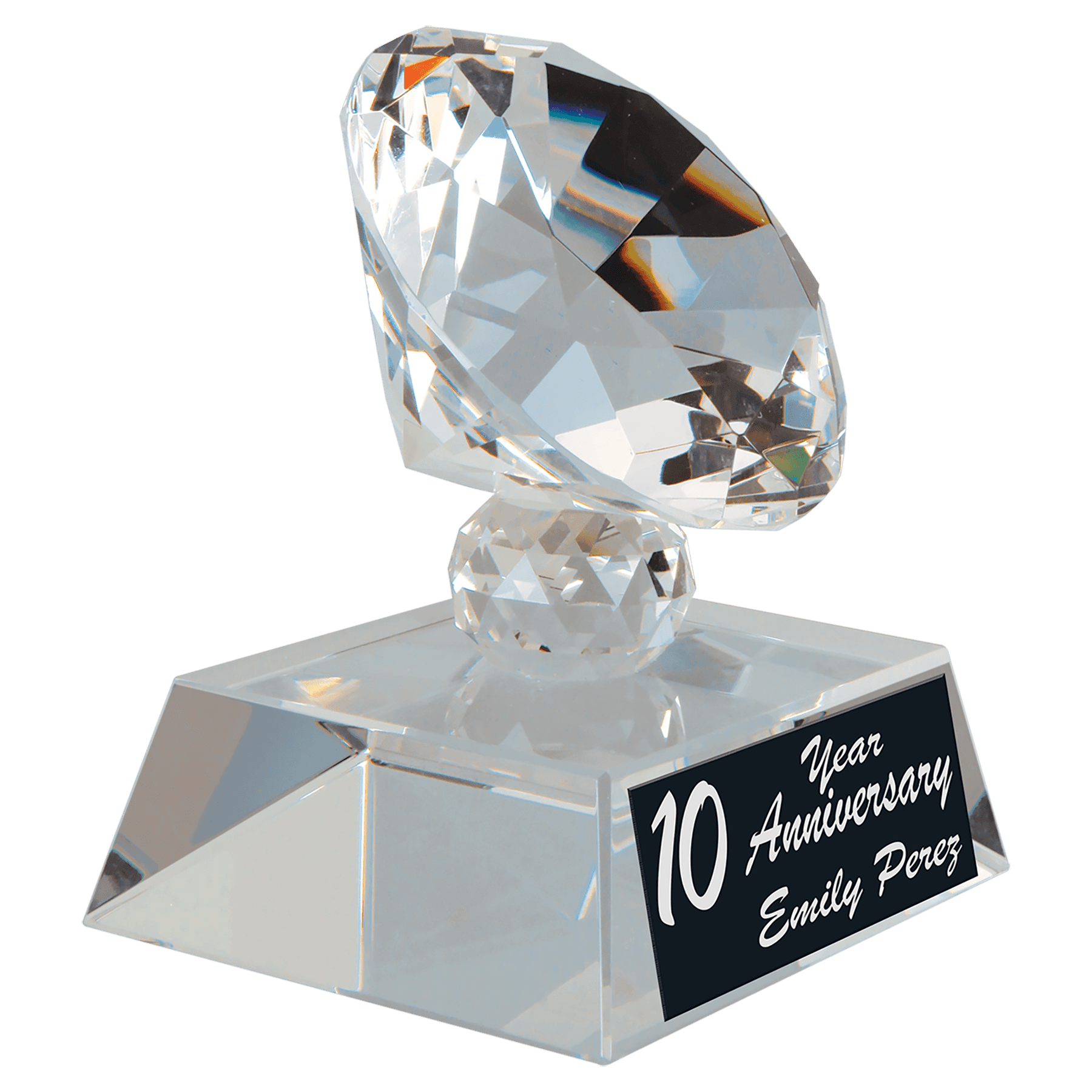 Crystal Diamond on a Clear Pedestal Base