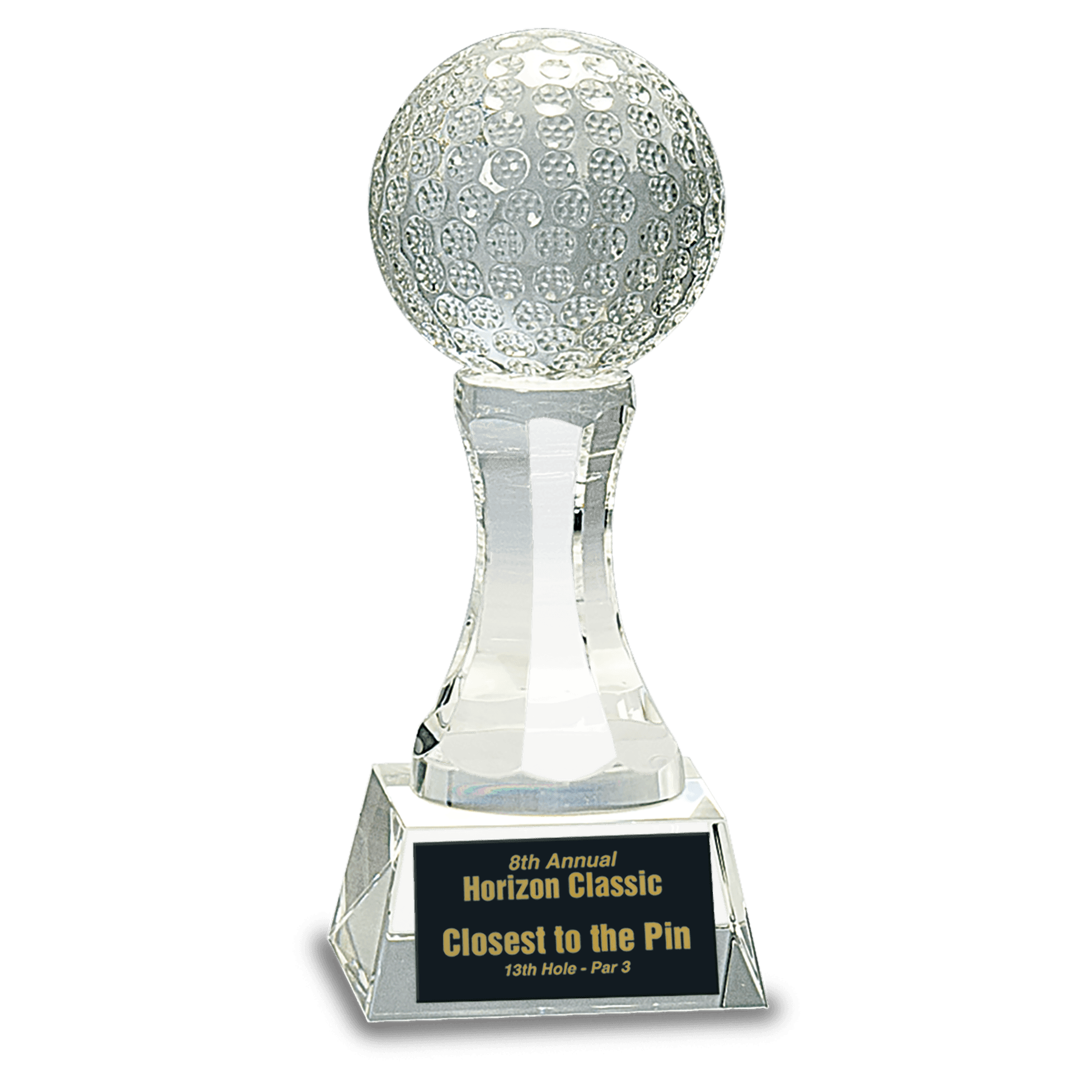 Crystal Golf Ball on Clear Pedestal Base