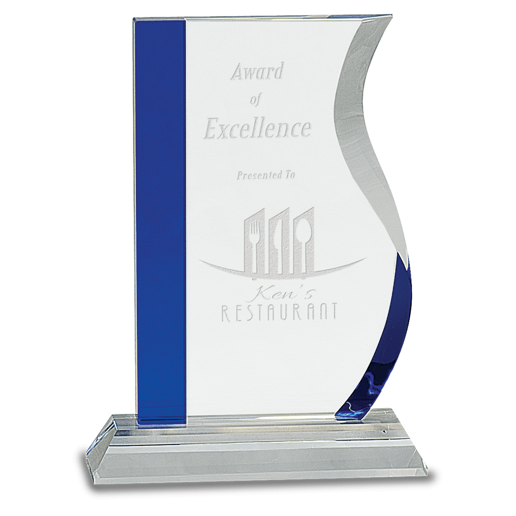 Small Blue Edge Crystal Wave on Clear Base