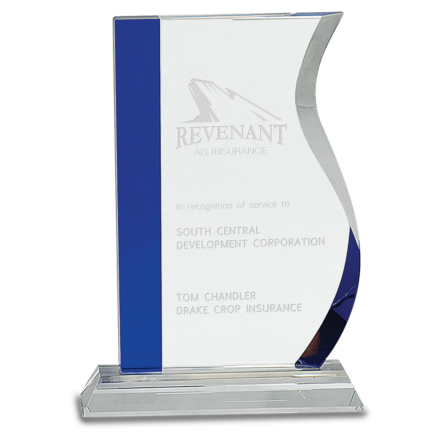 Medium Blue Edge Crystal Wave on Clear Base