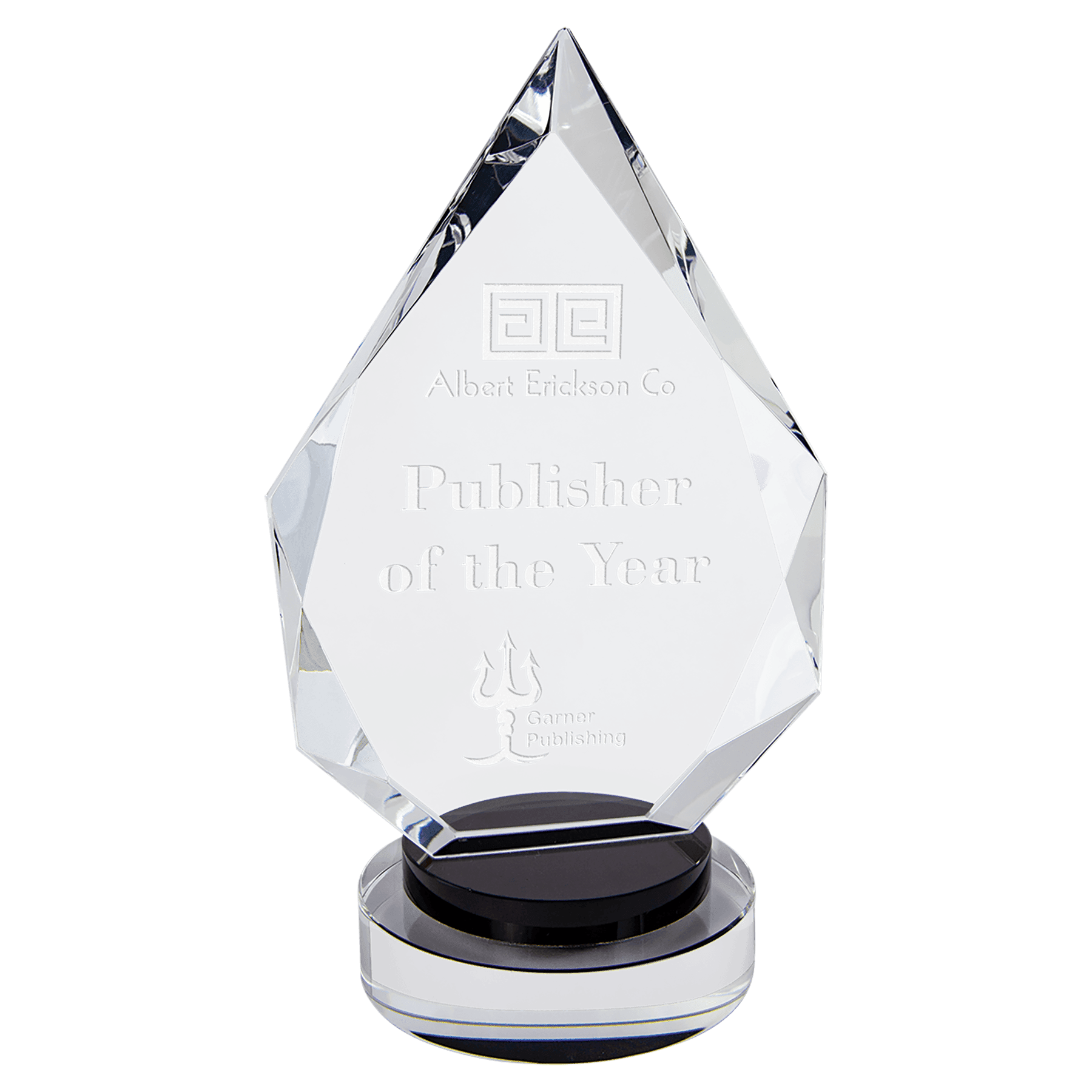 Medium Diamond Crystal on Black & Clear Round Base