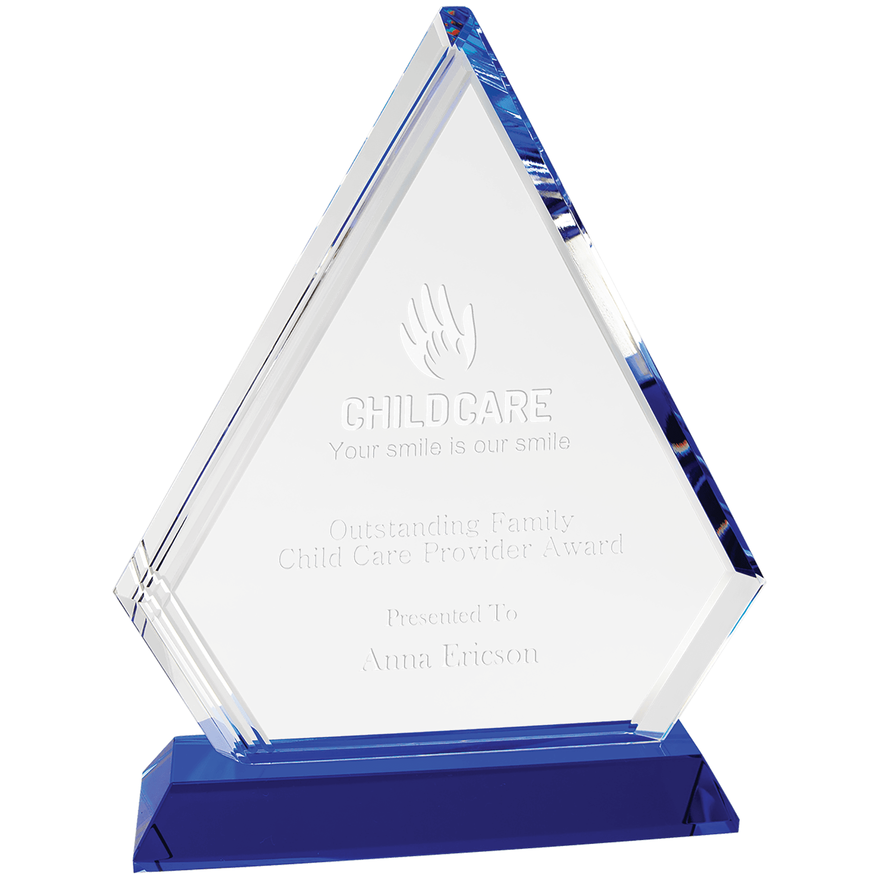 Medium Crystal Diamond on Blue Pedestal Base