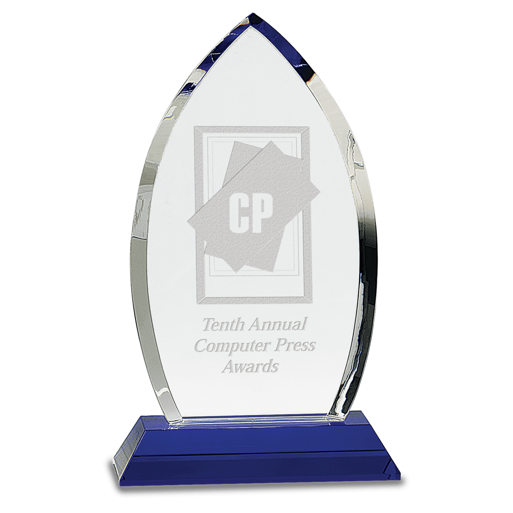 Crystal Oval on Blue Pedistal Base