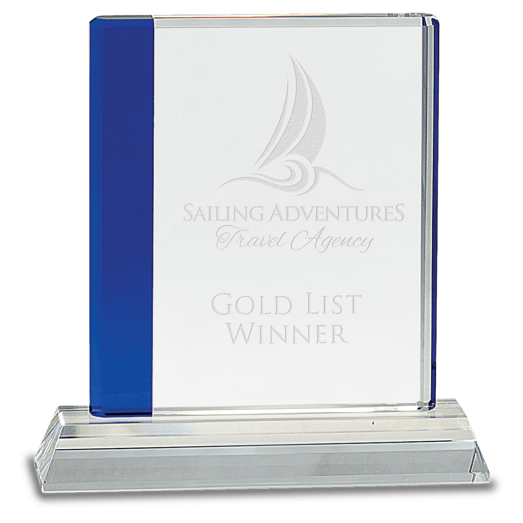 Blue Edge Crystal on Clear Base