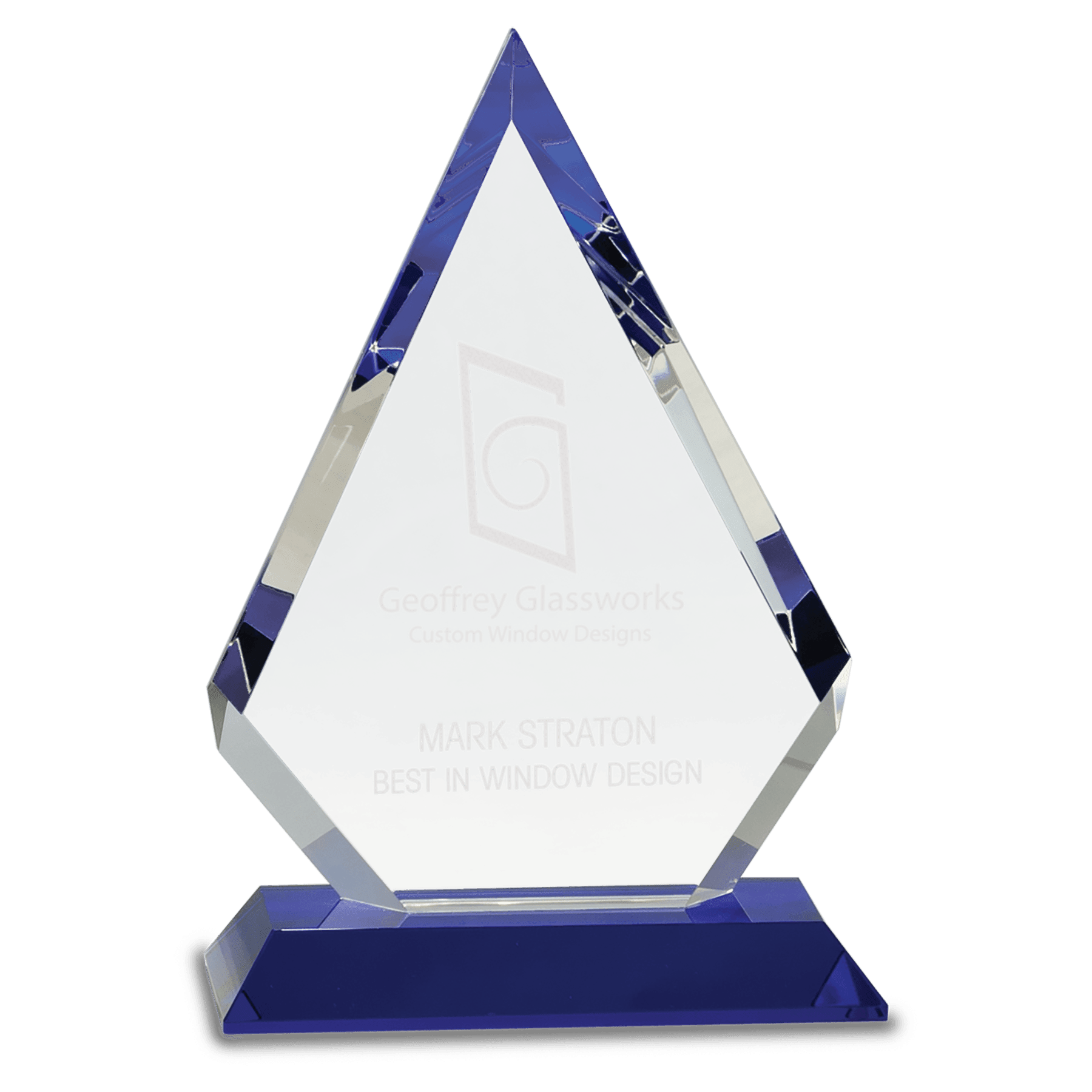 Clear Crystal Diamond on Blue Pedestal Base