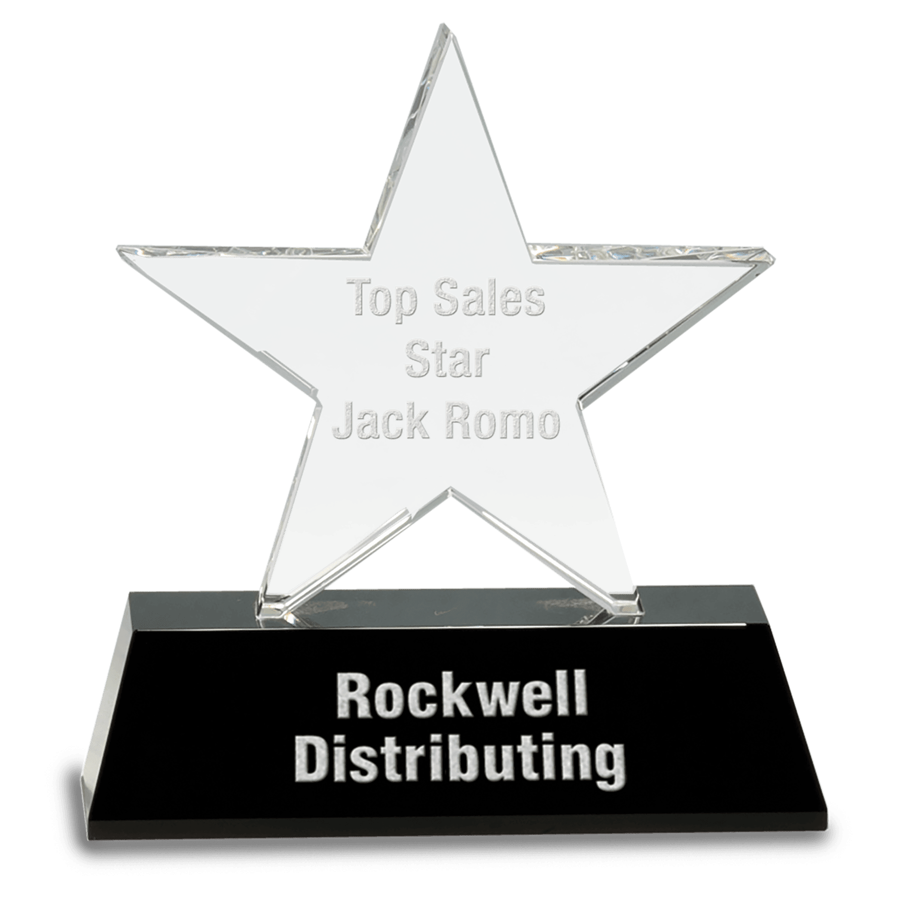 Clear Crystal Star on Black Pedestal Base