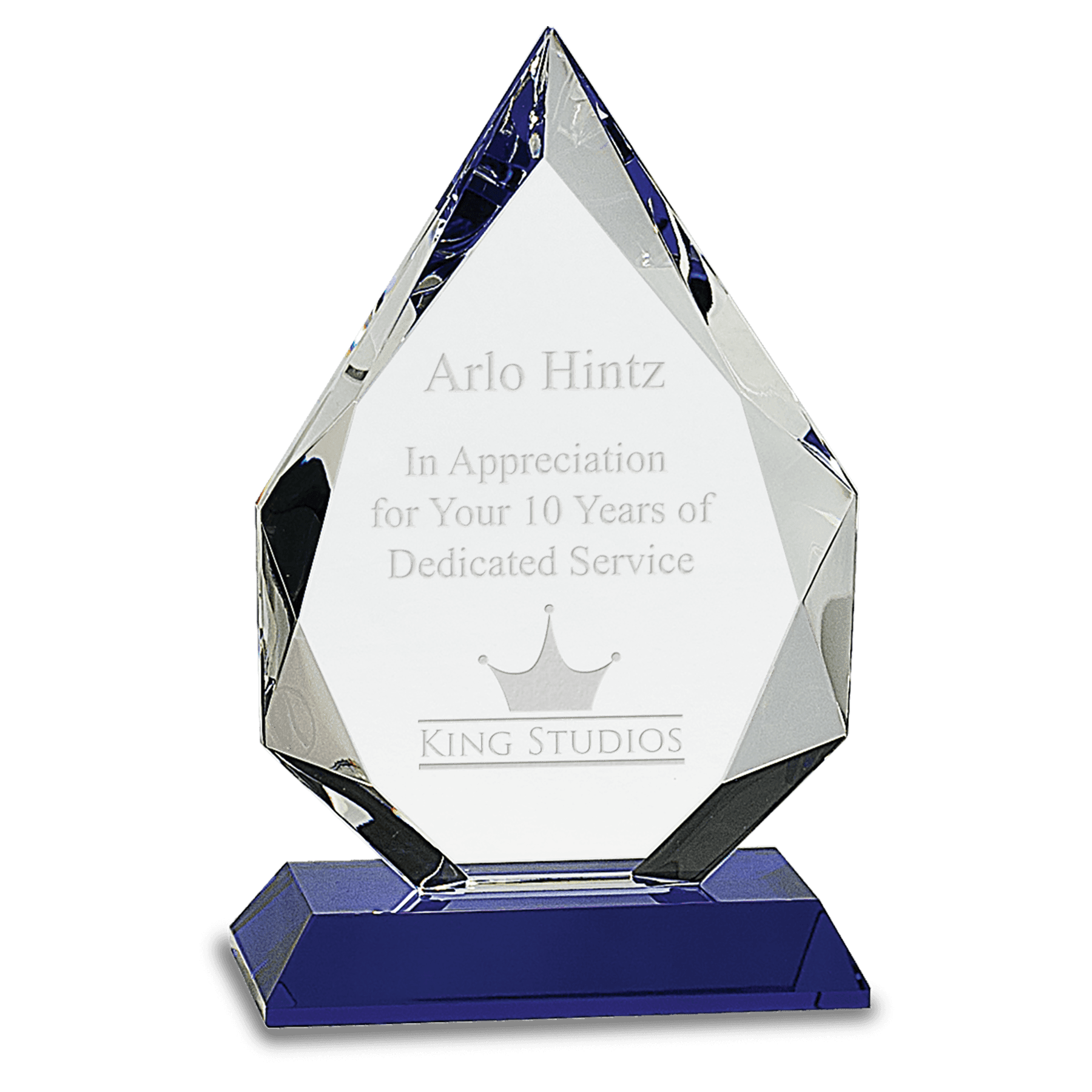 Small Diamond Crystal on Blue Pedestal Base