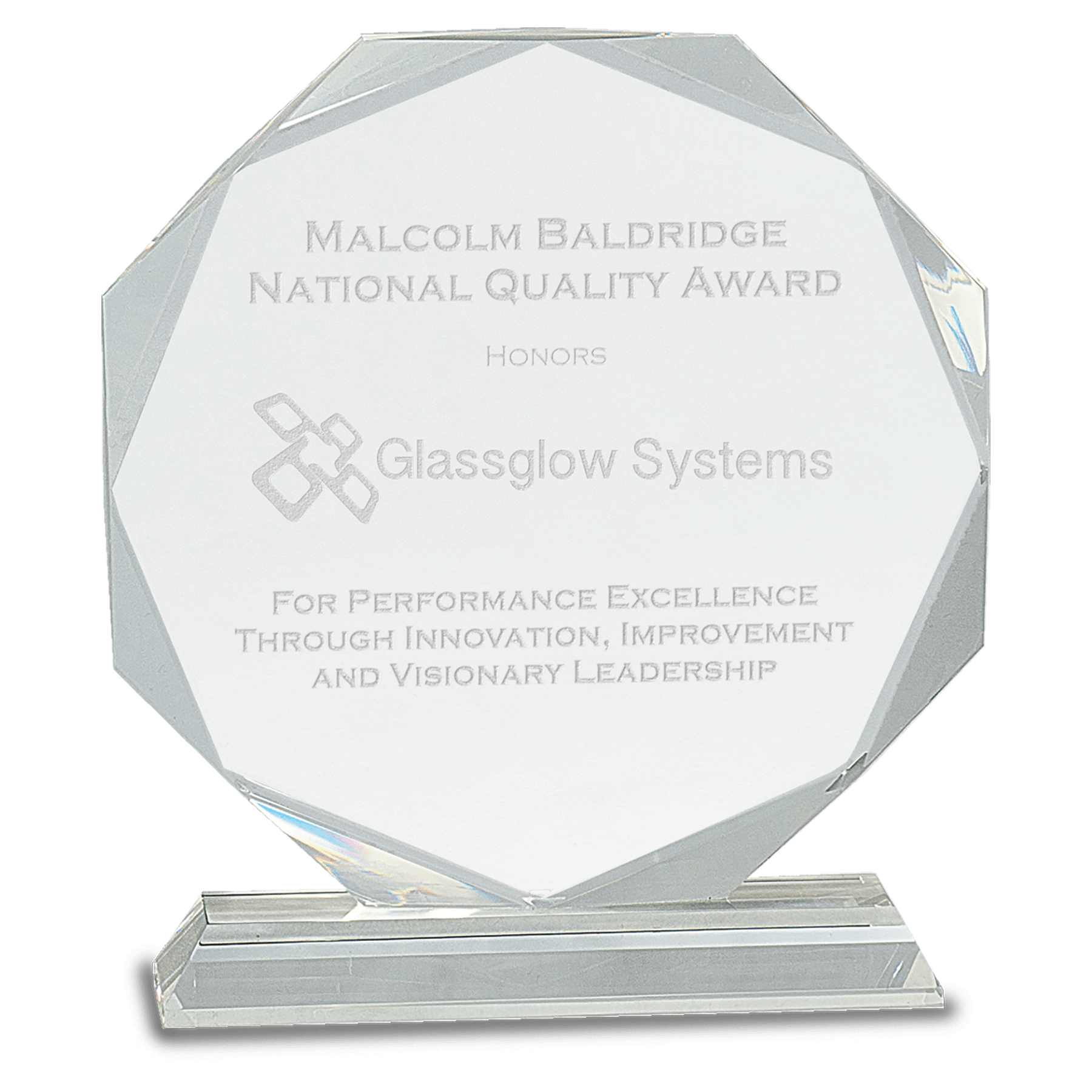 Large Clear Crystal Octagon on Clear Pedestal Base