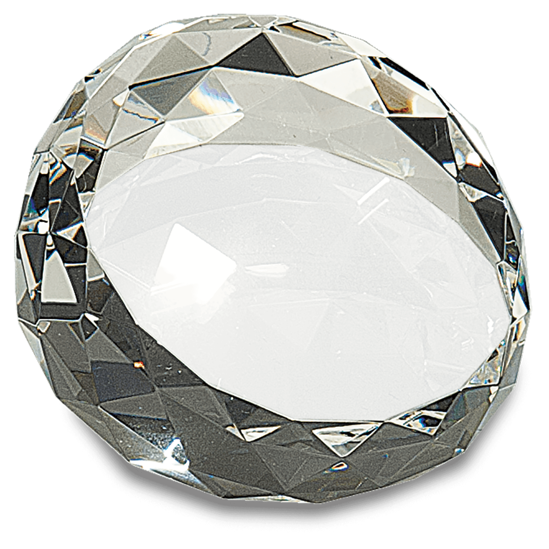Large Clear Round Crystal Facet Paperweight
