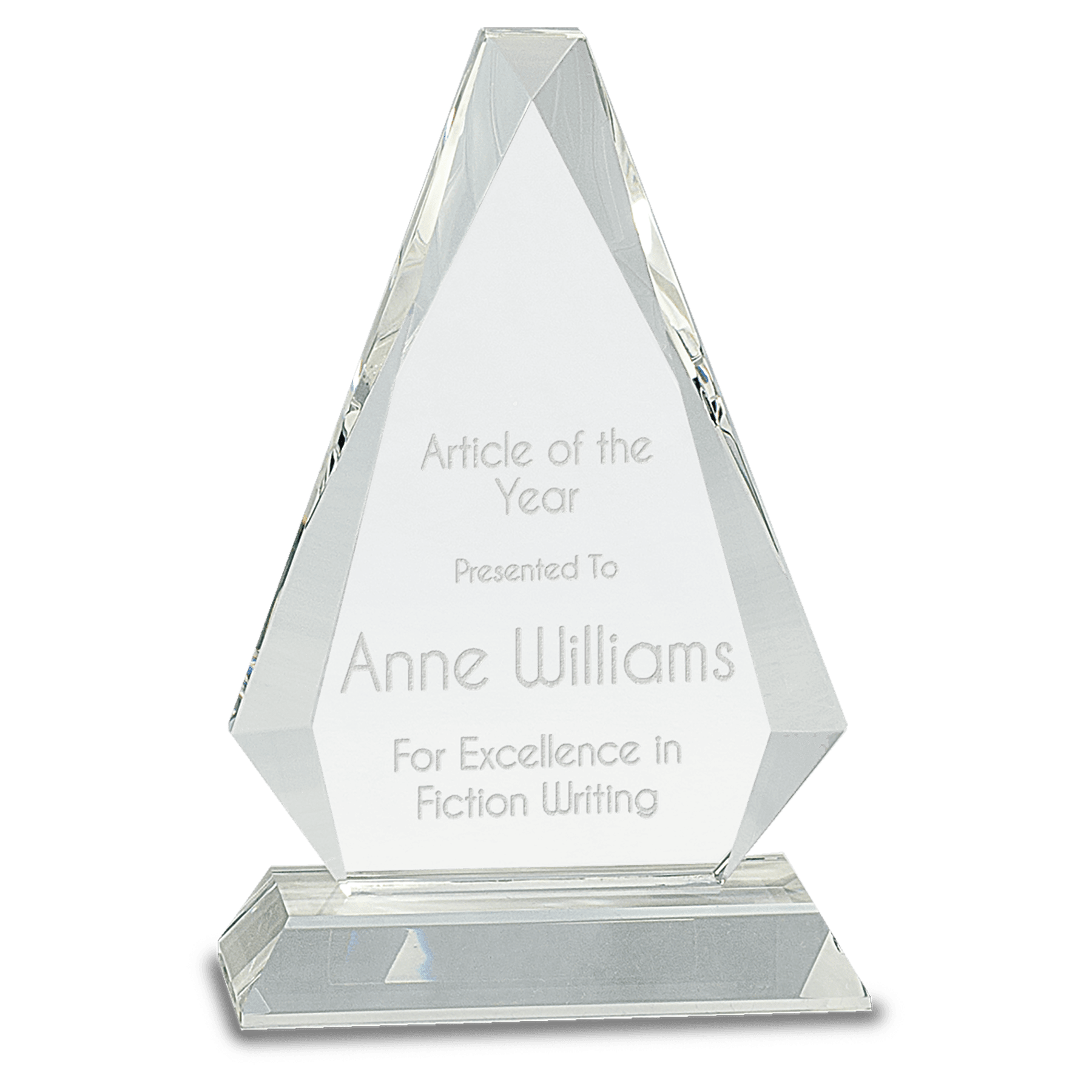 Small Clear Crystal Triangle on Clear Pedestal Base