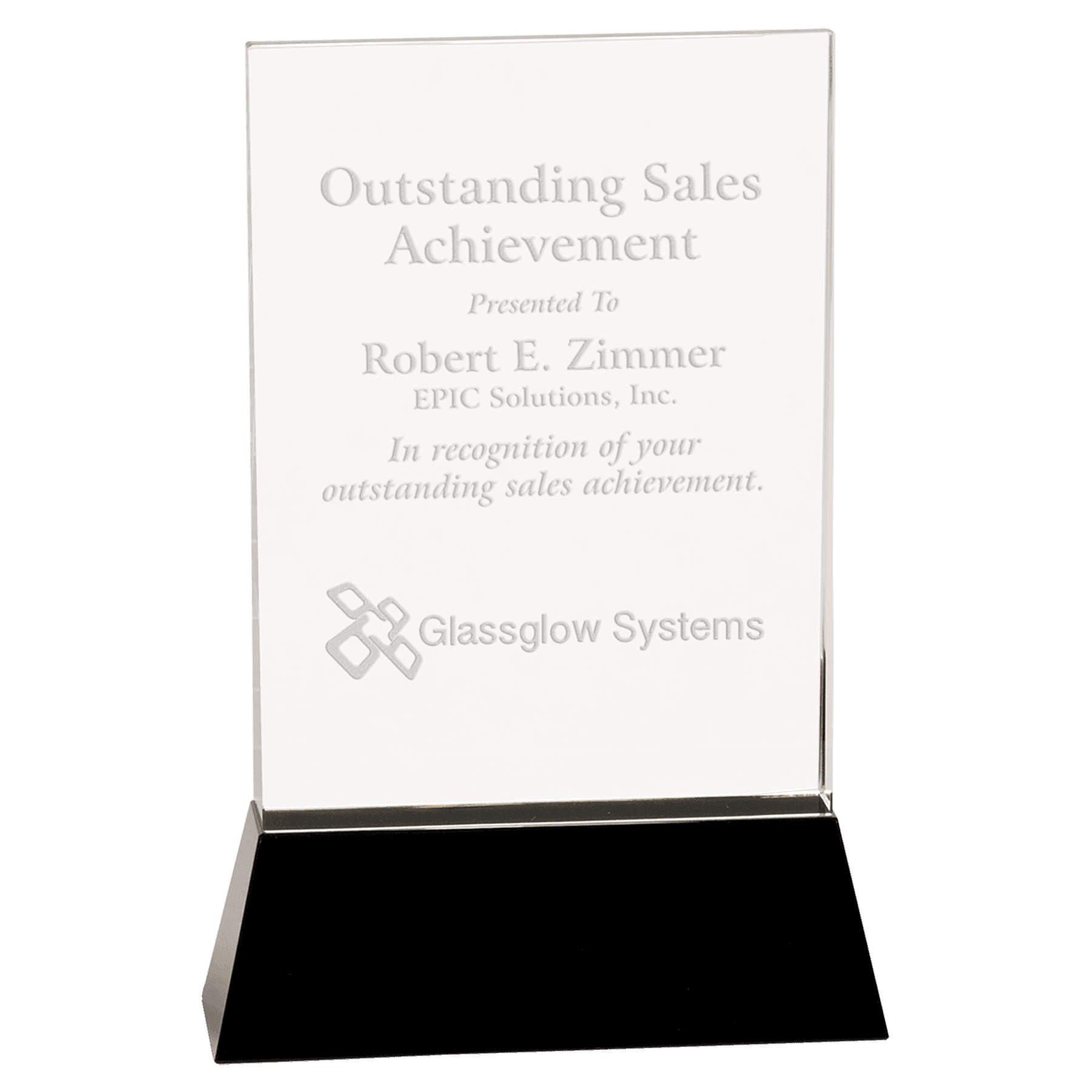 Large Clear Crystal Rectangle Wedge on Black Base