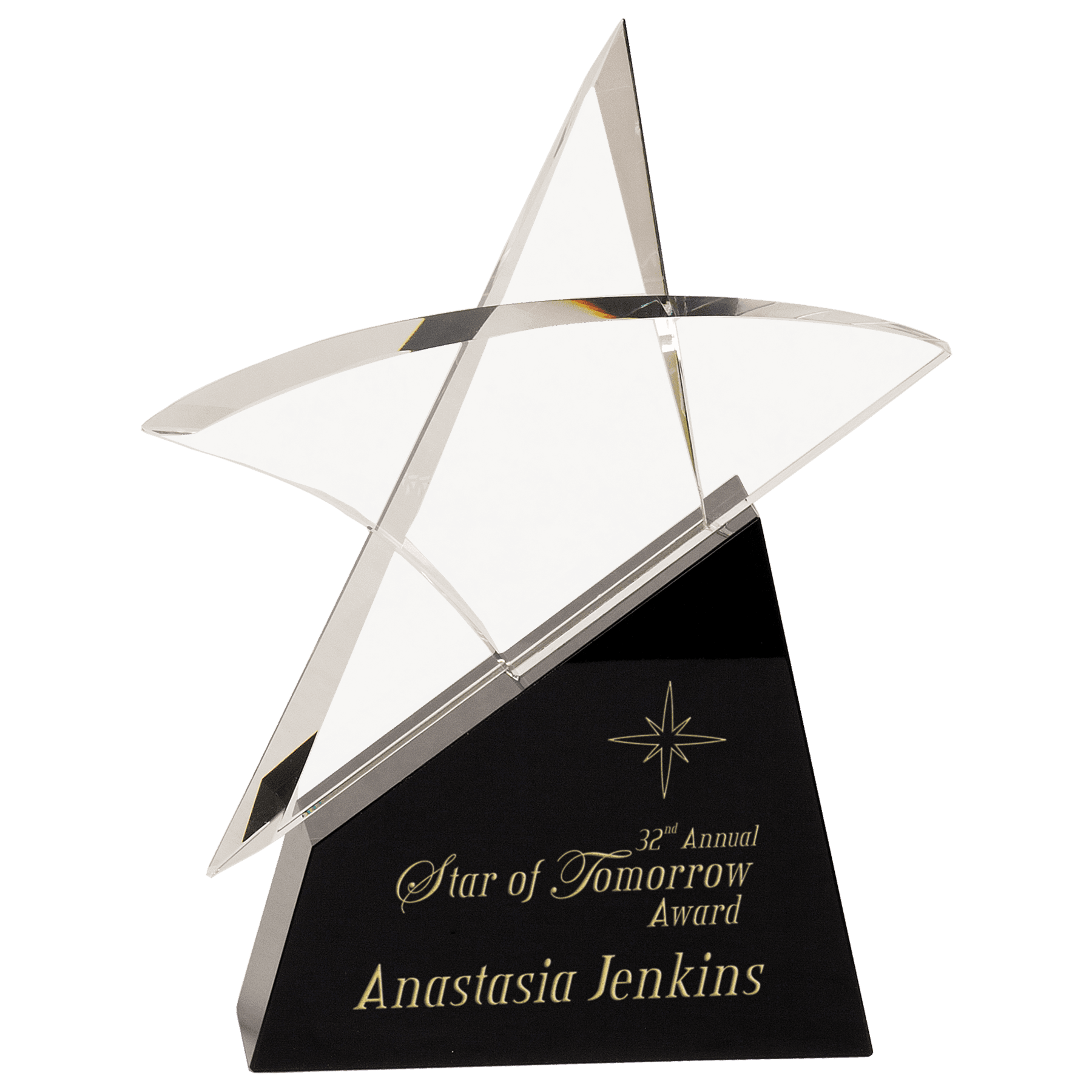 Large Clear Crystal Outline Star on Black Base