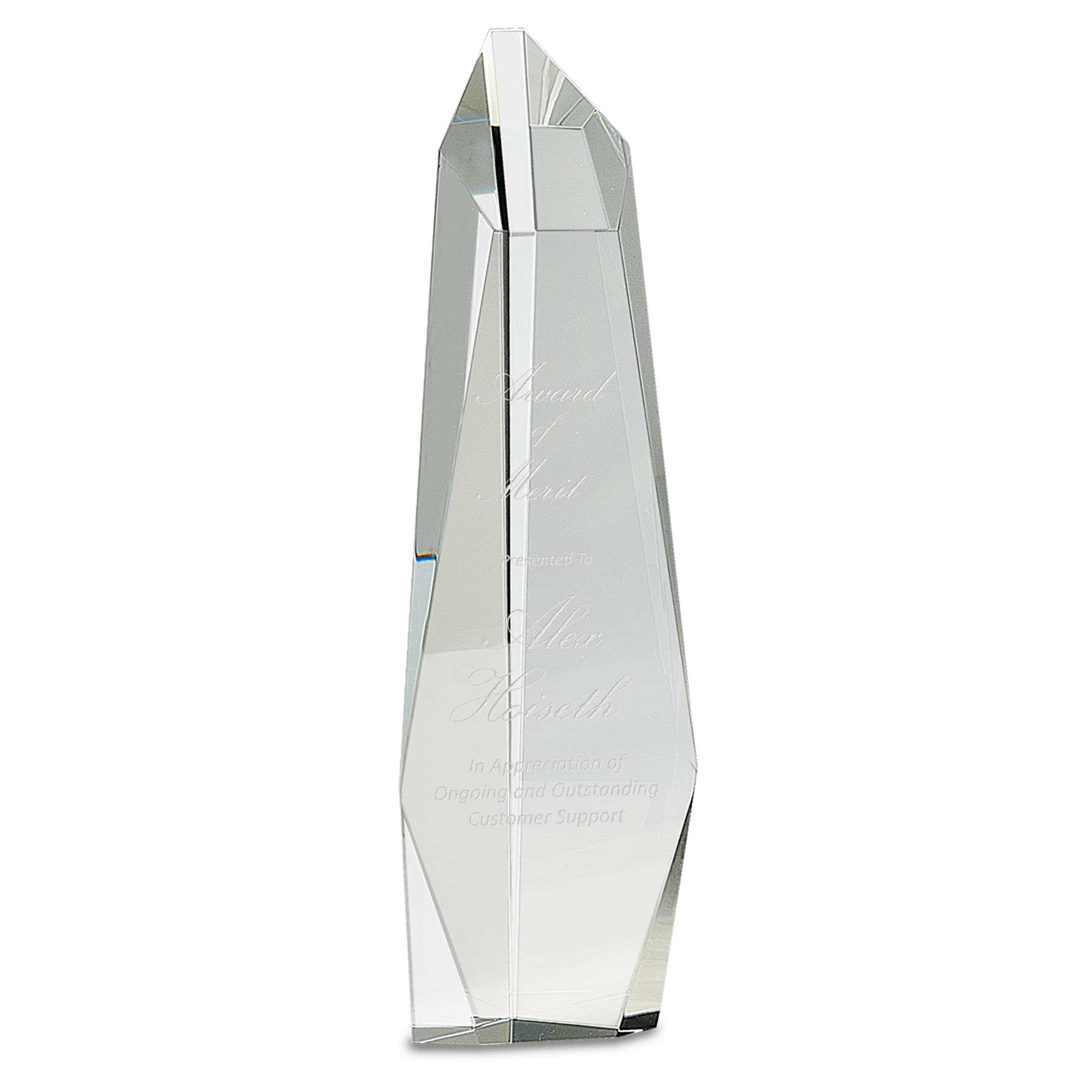 Clear Crystal Facet Slant-Top Tower