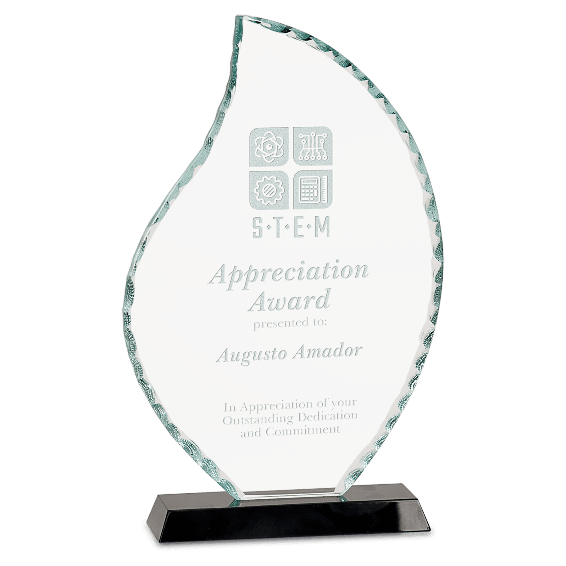 Small Flame Facet Glass on Black Base