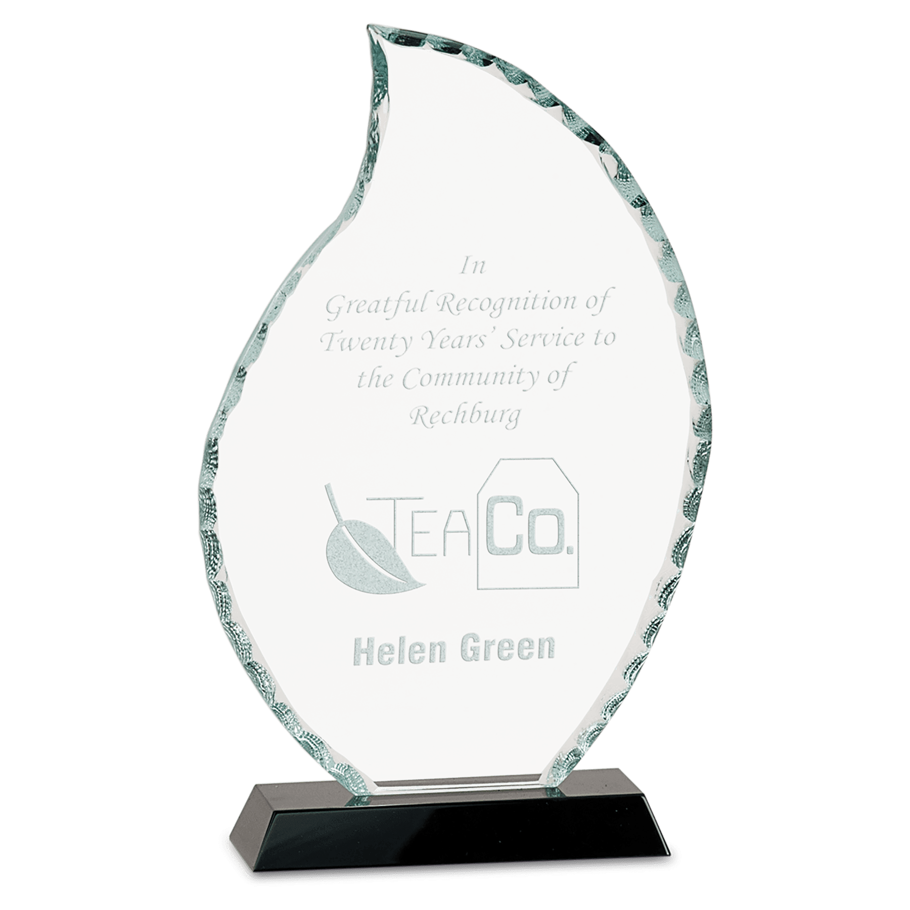 Medium Flame Facet Glass on Black Base