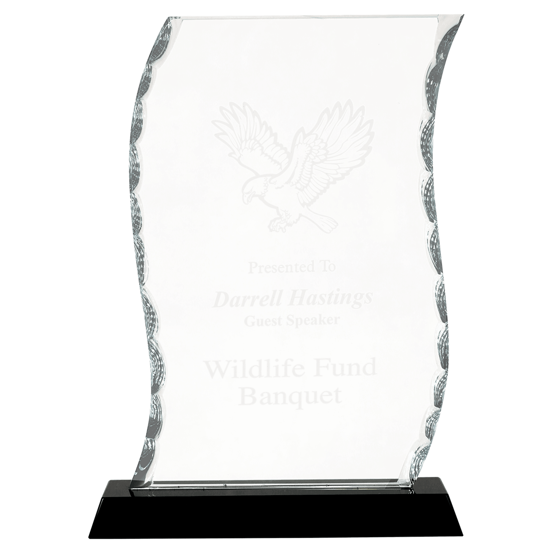 Medium Scroll Facet Glass on Black Base